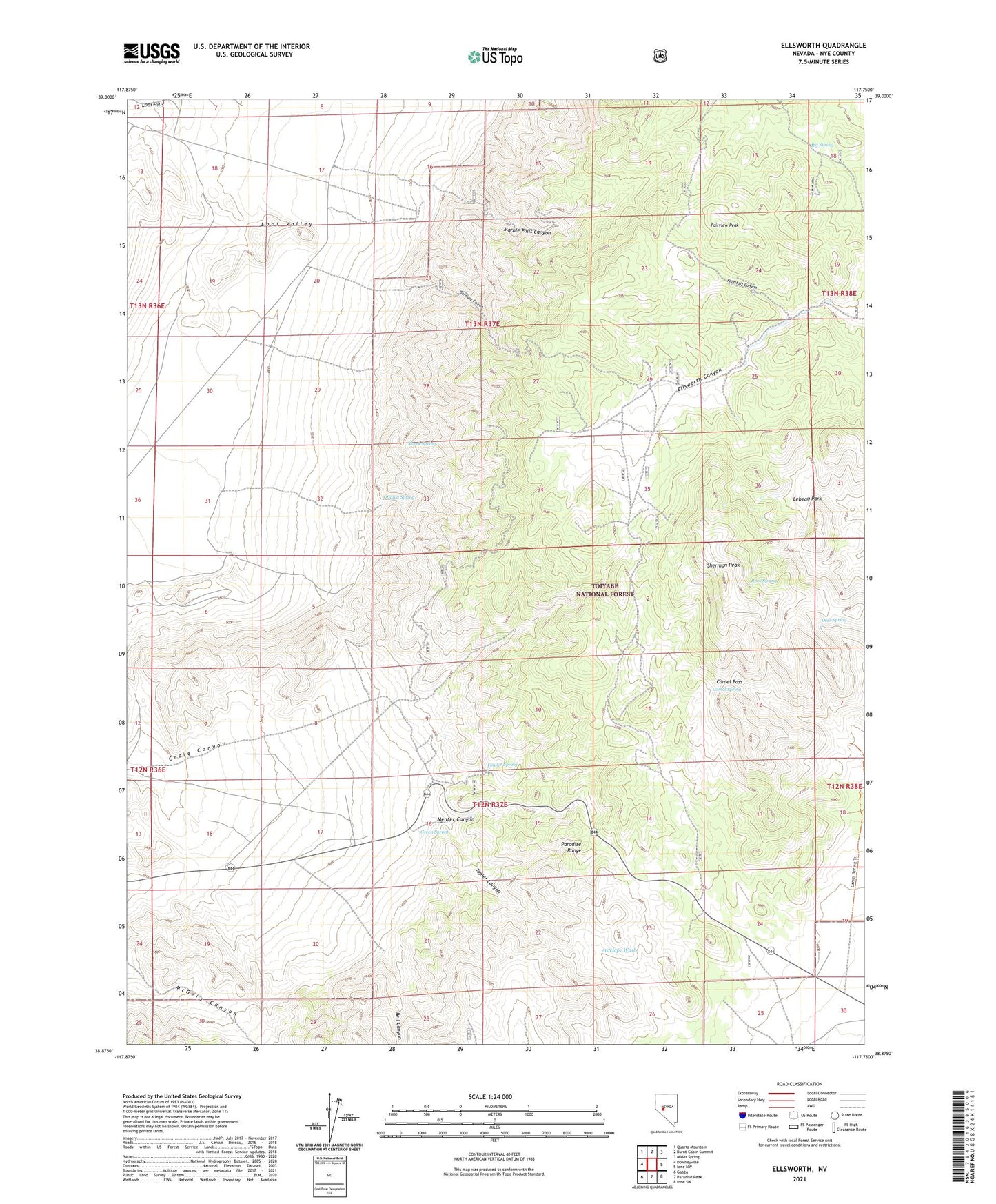 Ellsworth Nevada US Topo Map Image