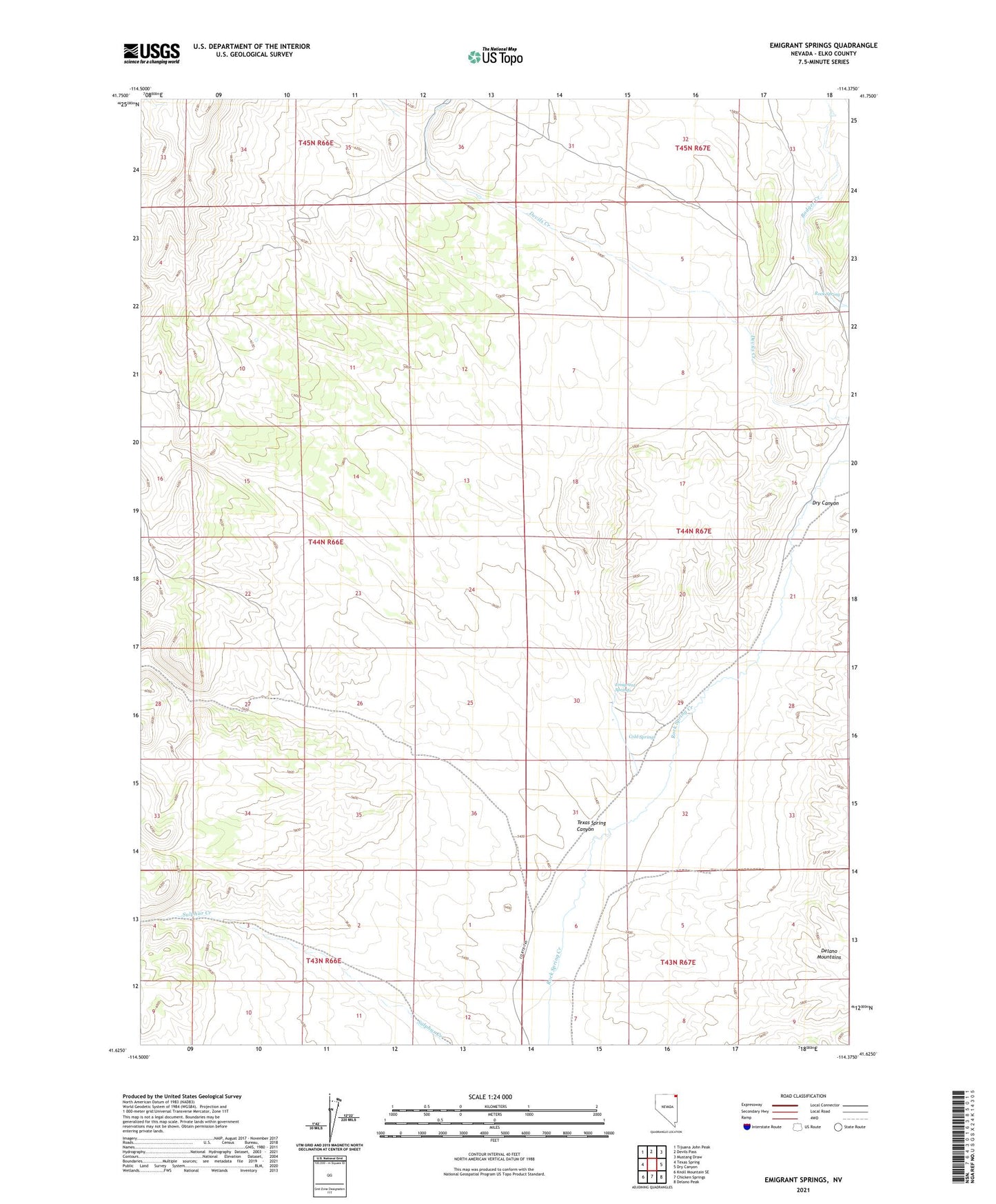 Emigrant Springs Nevada US Topo Map Image