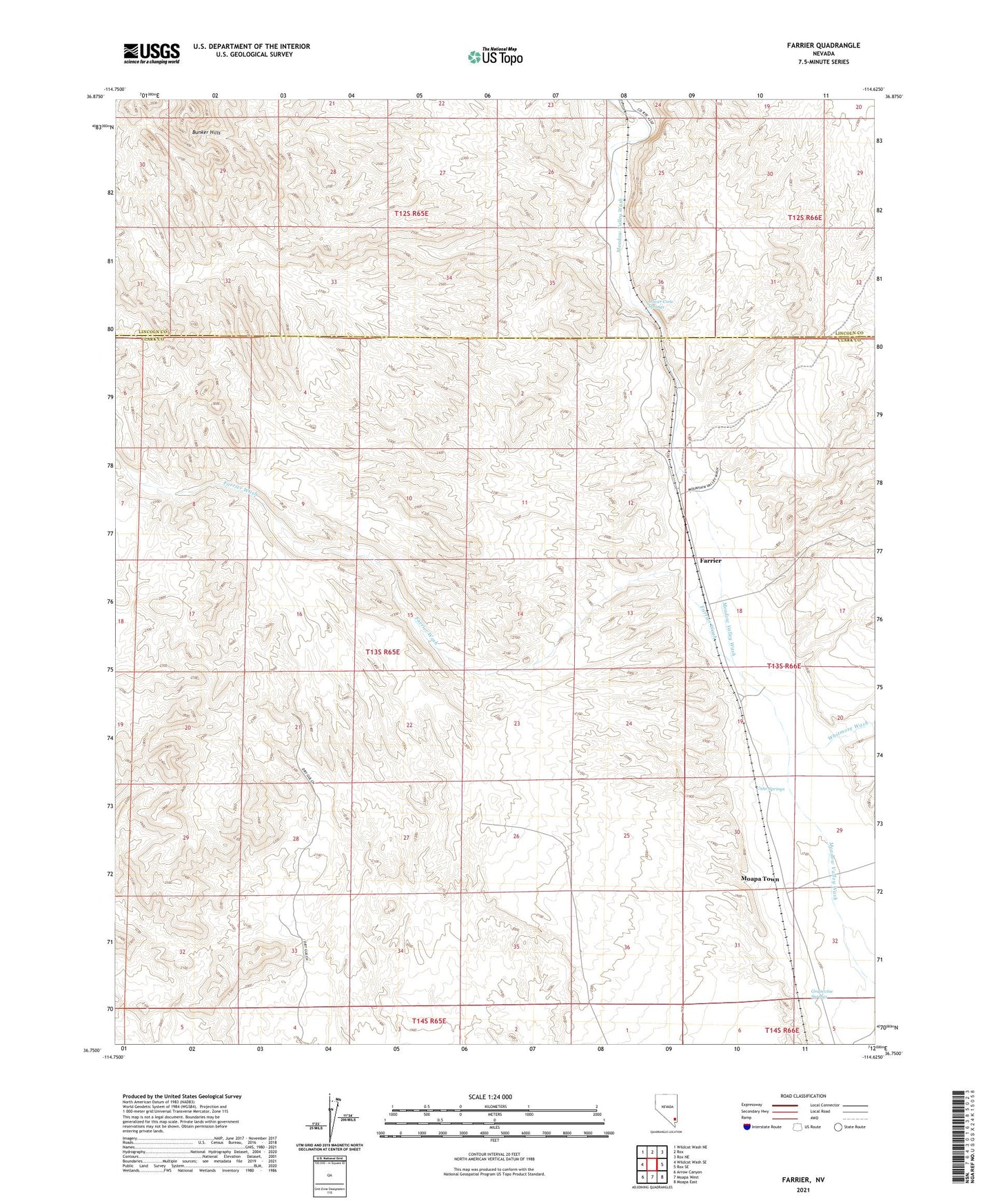 Farrier Nevada US Topo Map Image