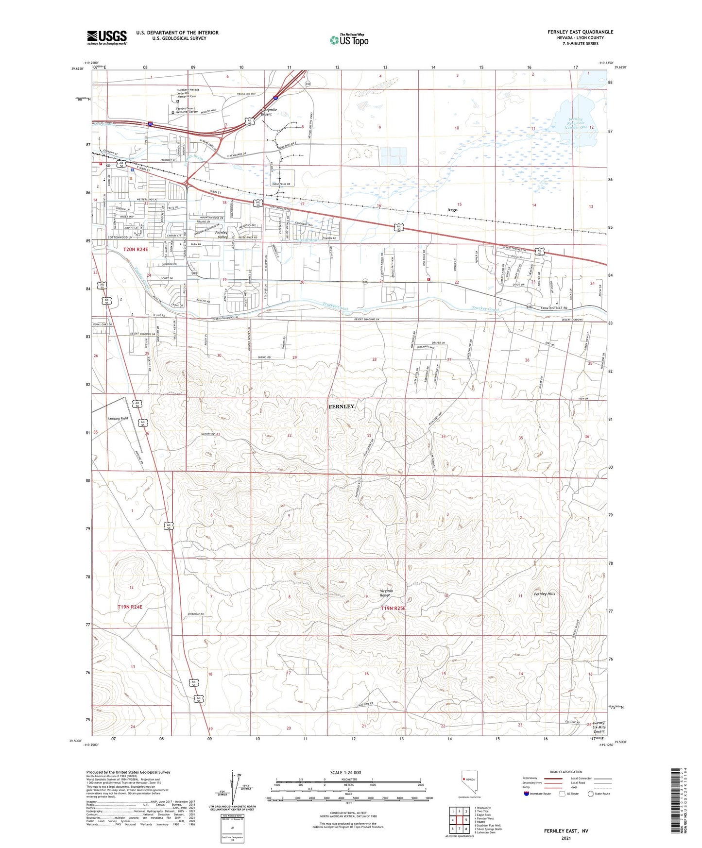 Fernley East Nevada US Topo Map Image