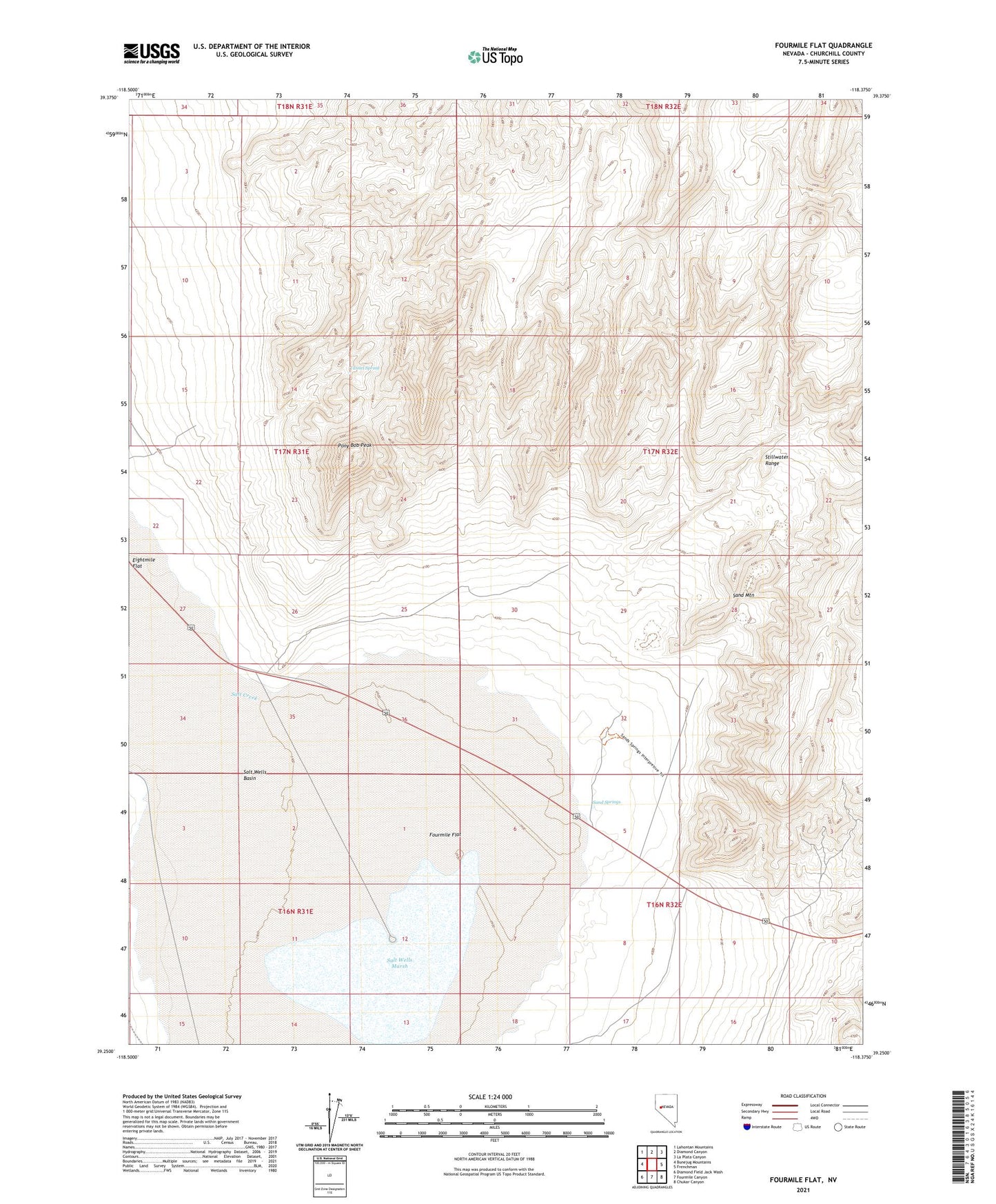 Fourmile Flat Nevada US Topo Map Image