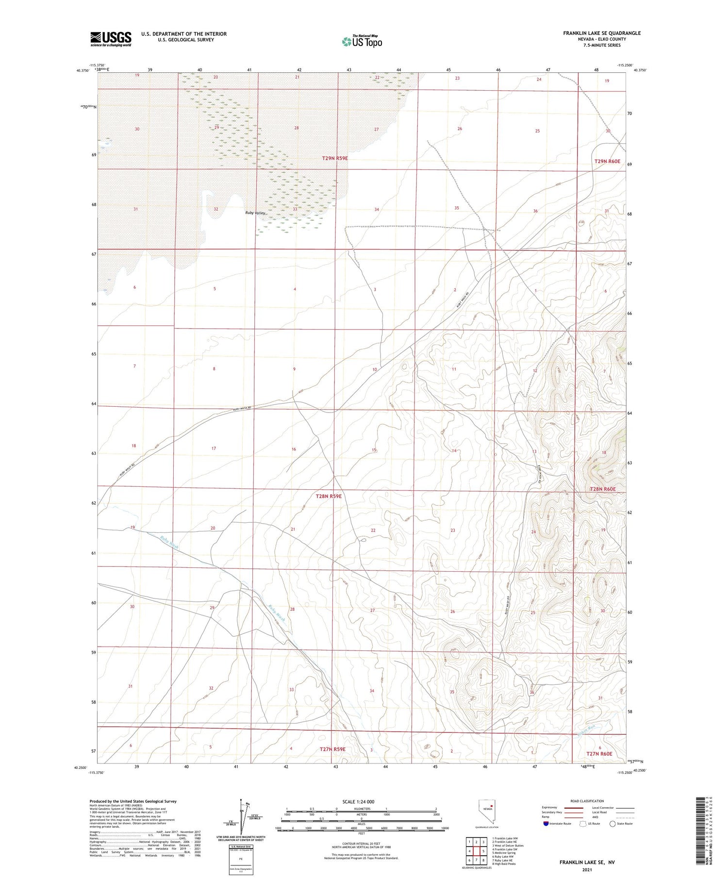 Franklin Lake SE Nevada US Topo Map Image