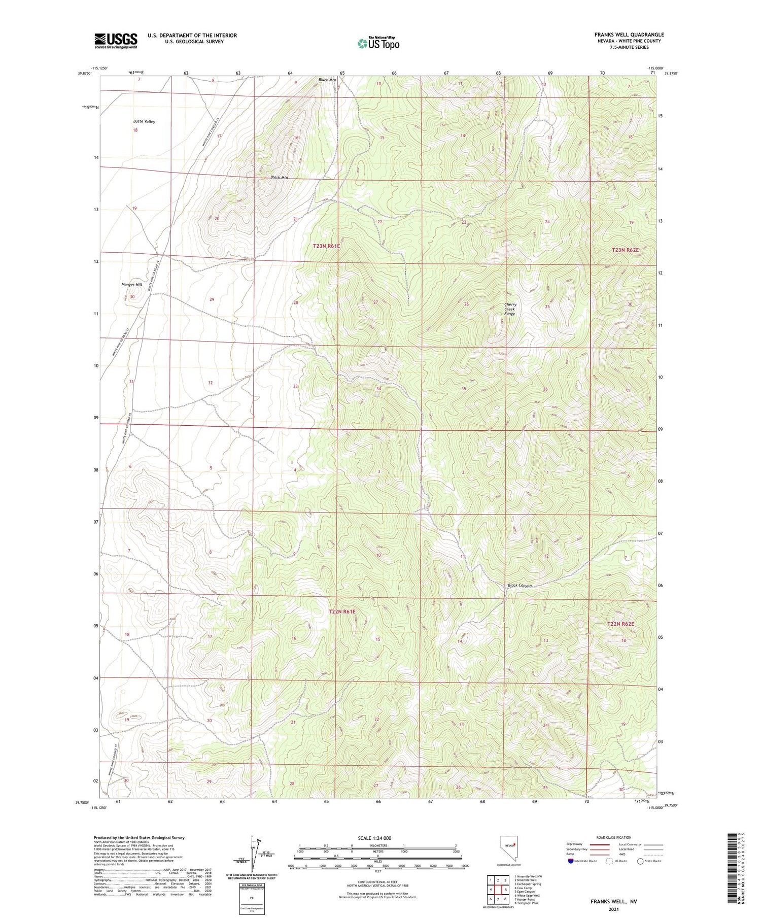 Franks Well Nevada US Topo Map Image