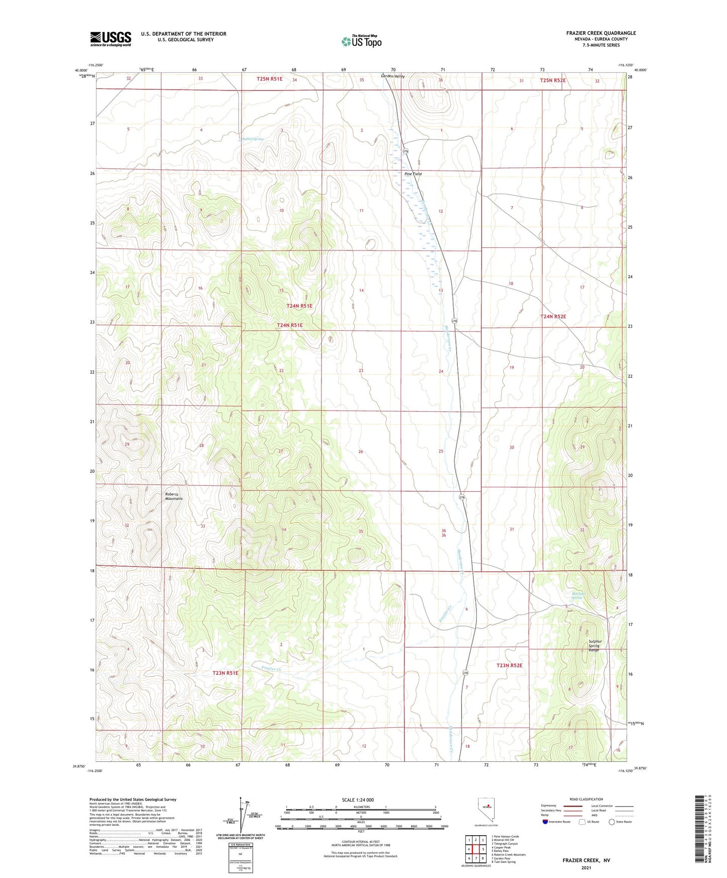Frazier Creek Nevada US Topo Map Image