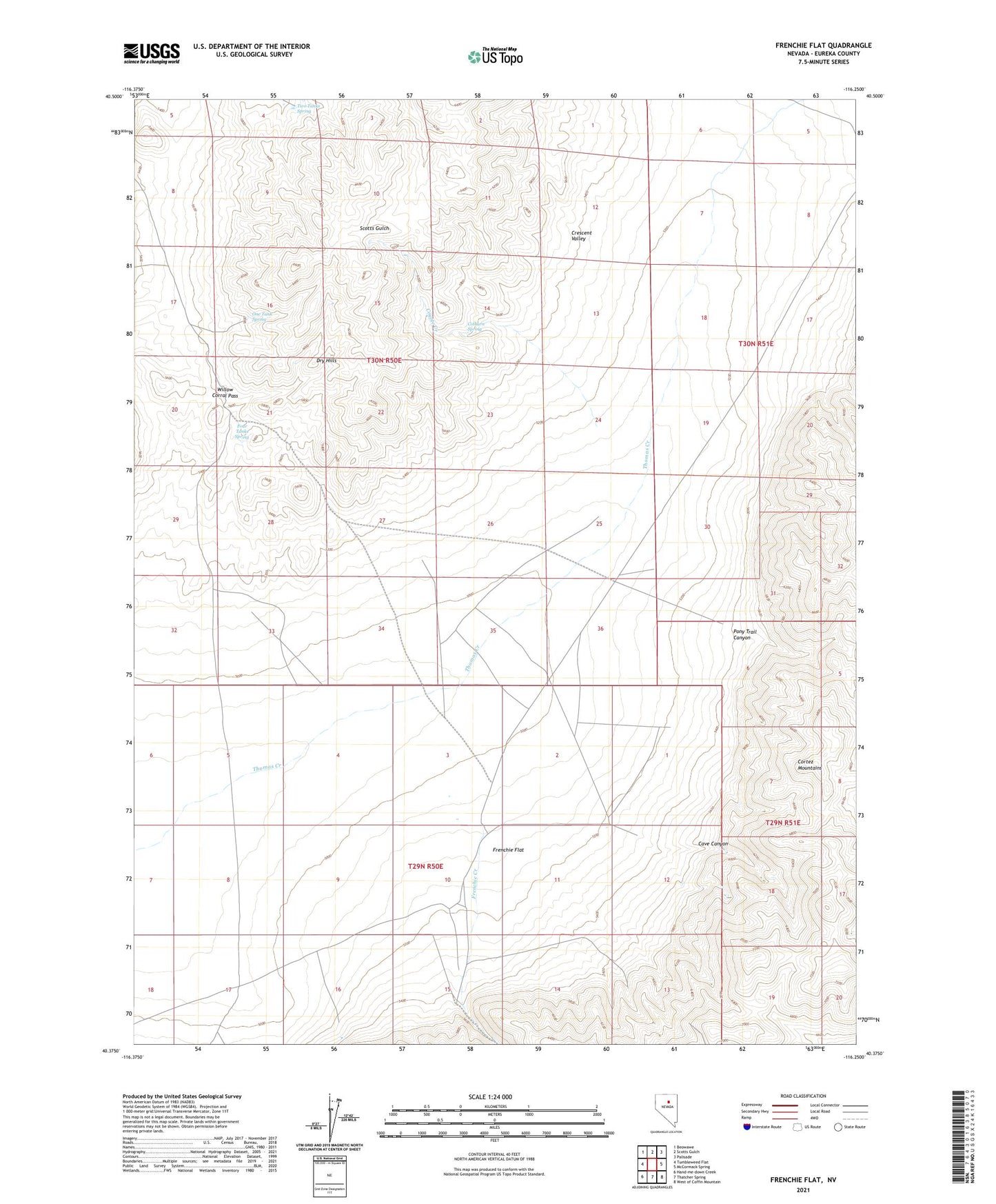 Frenchie Flat Nevada US Topo Map Image