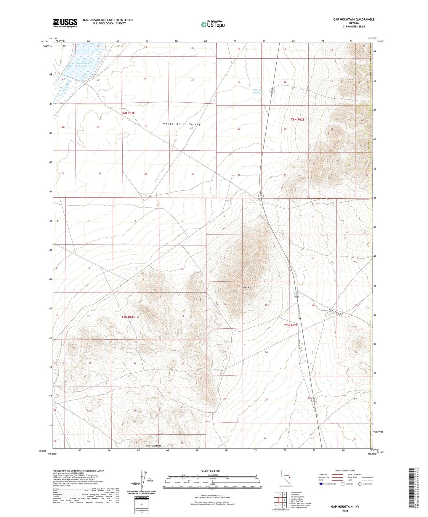 Gap Mountain Nevada US Topo Map Image