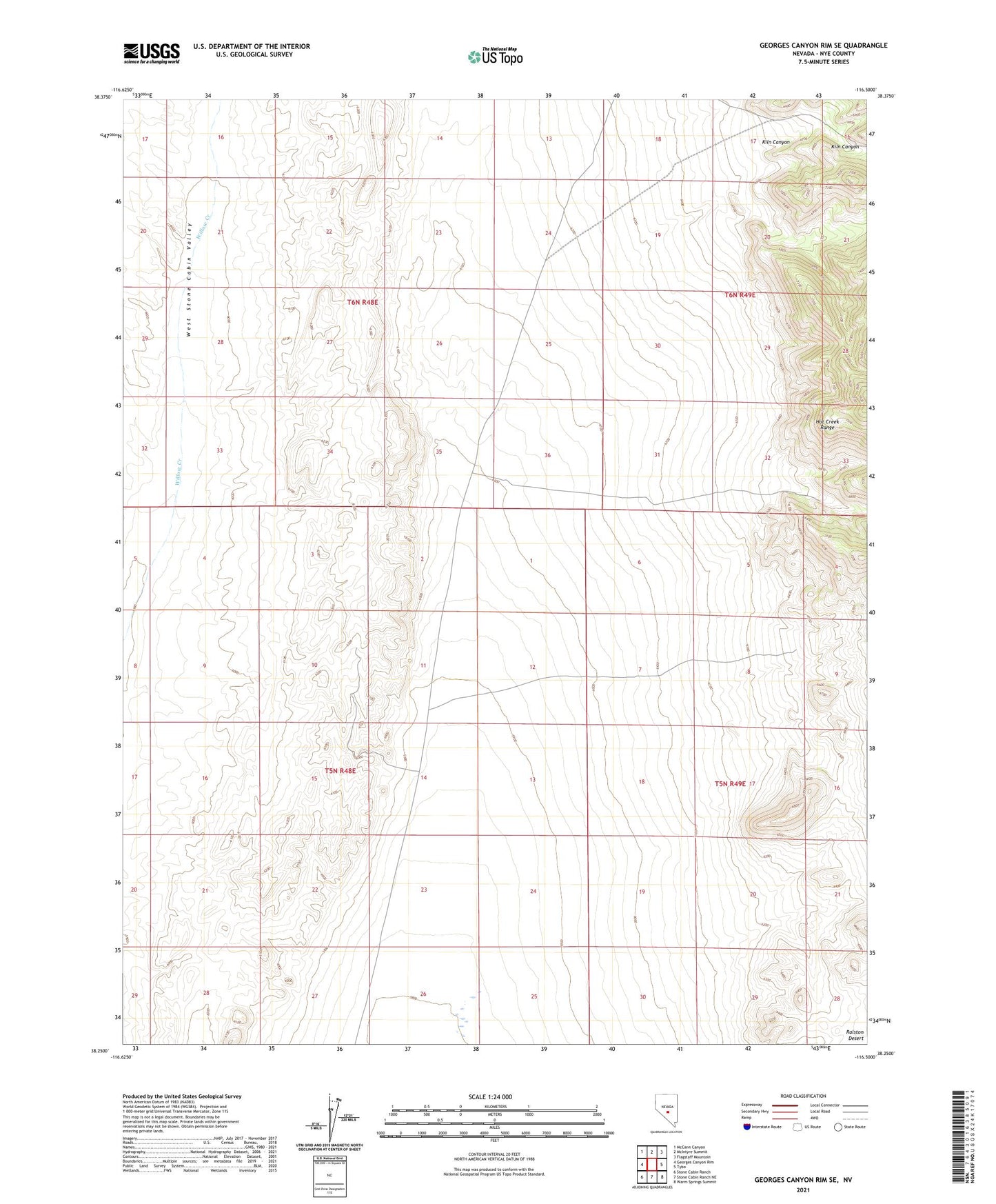 Georges Canyon Rim SE Nevada US Topo Map Image