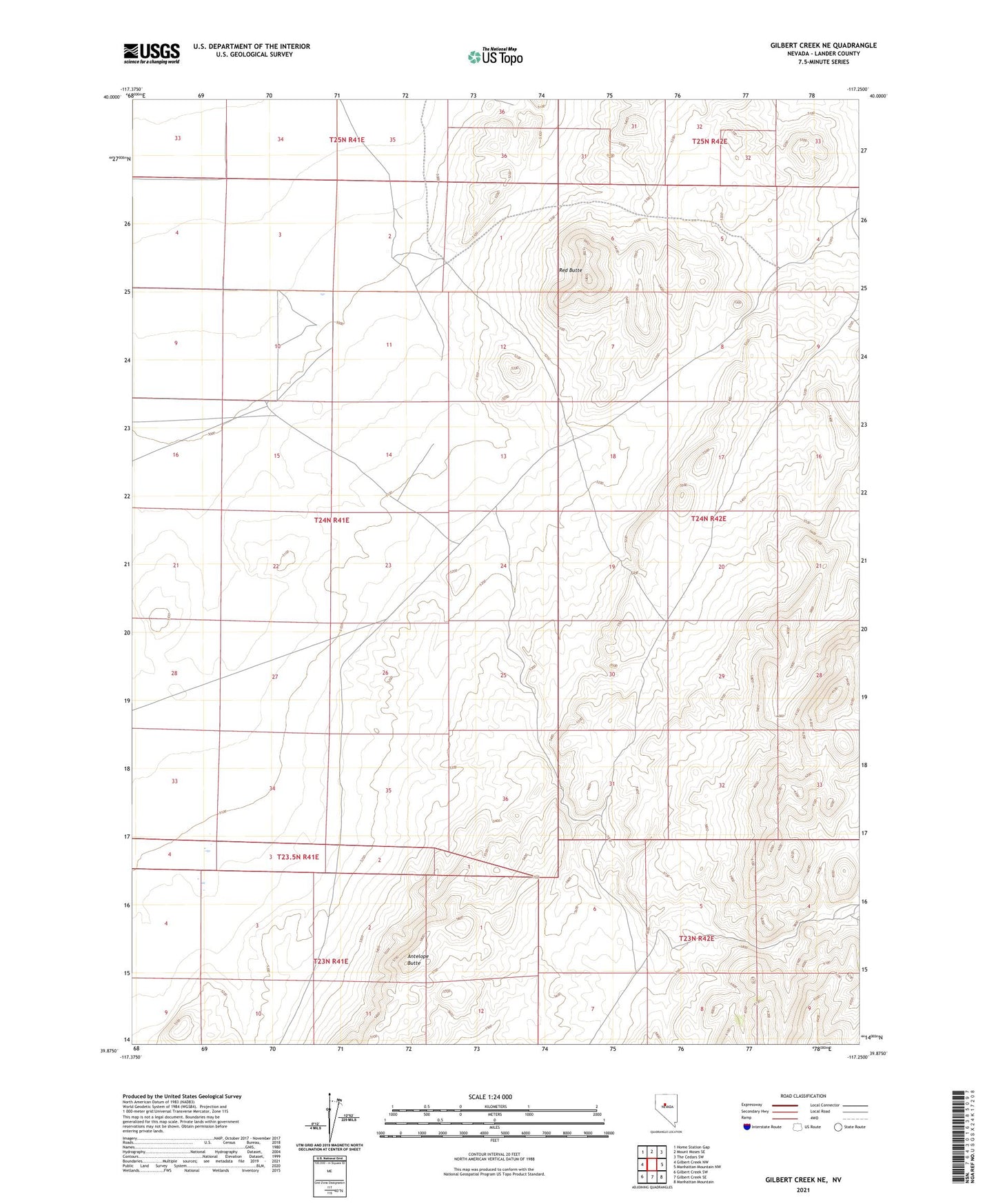 Gilbert Creek NE Nevada US Topo Map Image