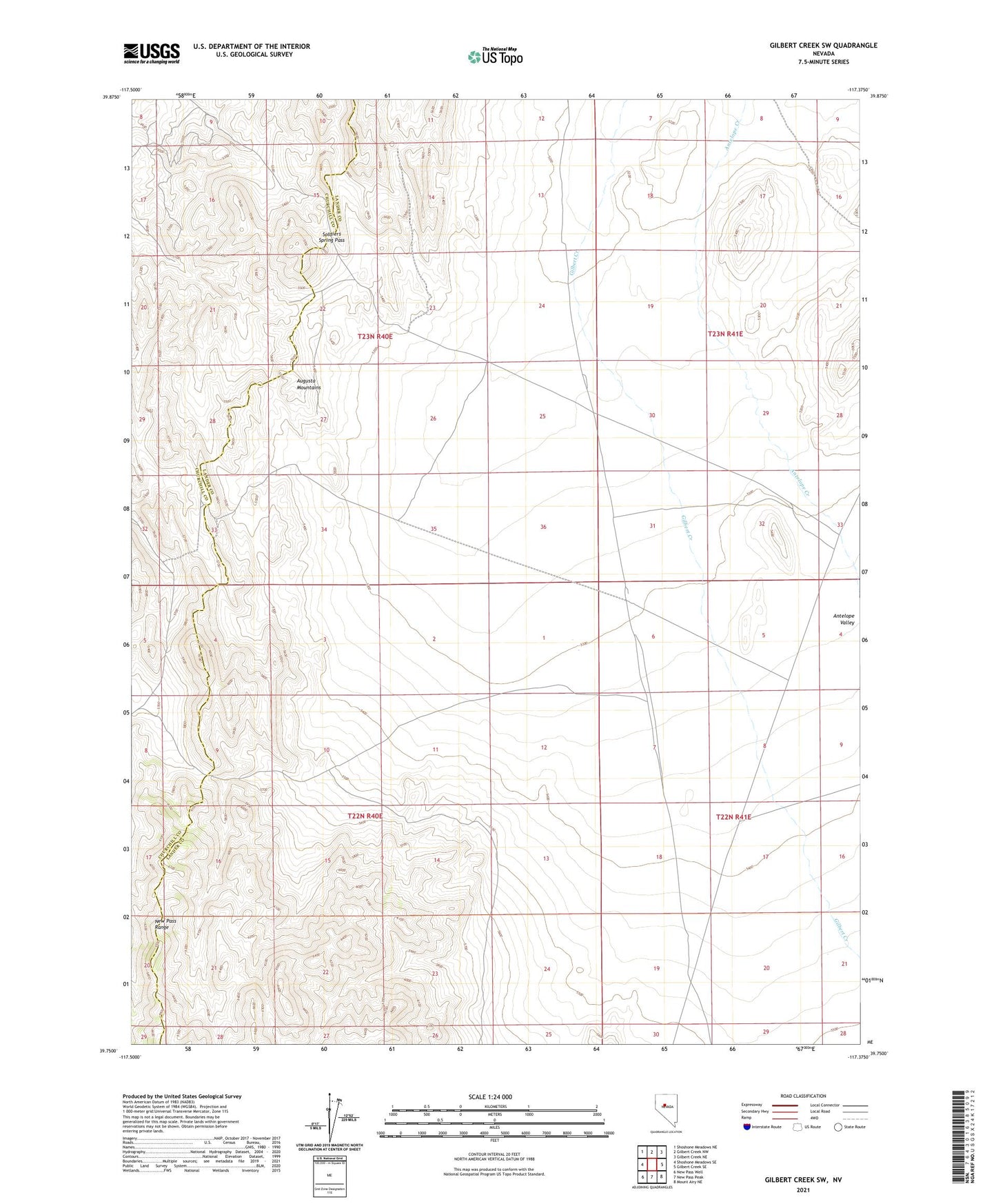 Gilbert Creek SW Nevada US Topo Map Image
