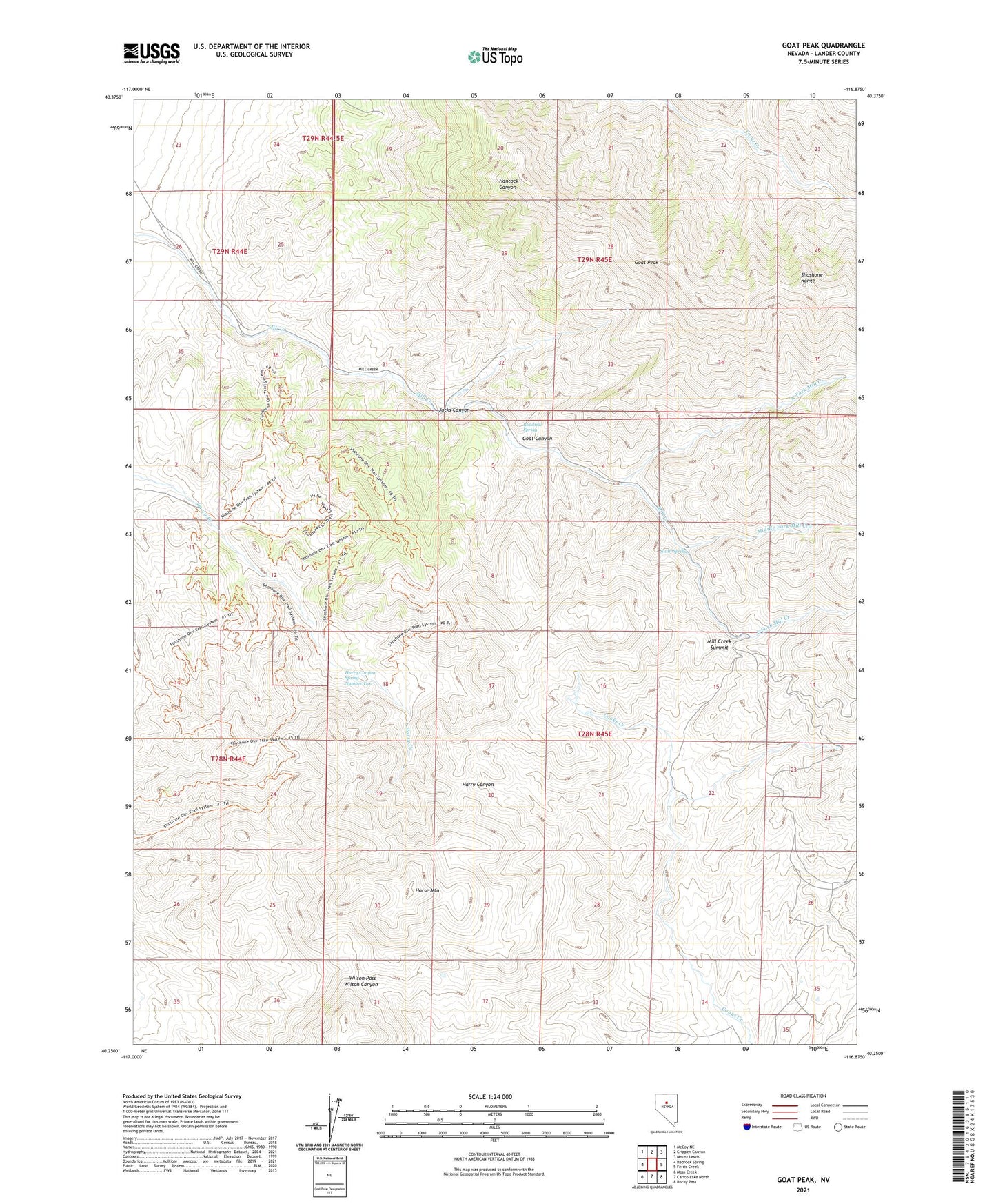 Goat Peak Nevada US Topo Map Image