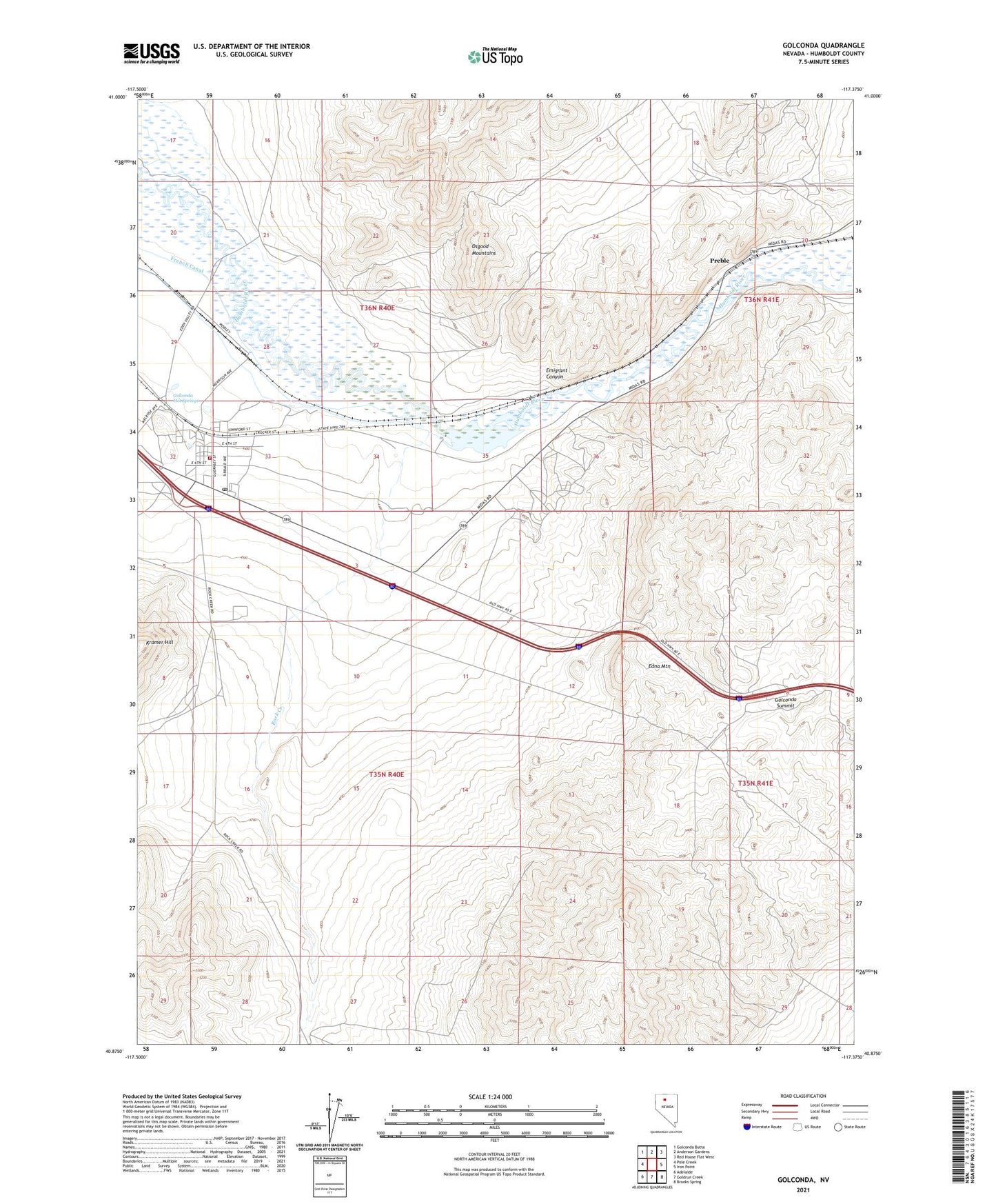 Golconda Nevada US Topo Map Image