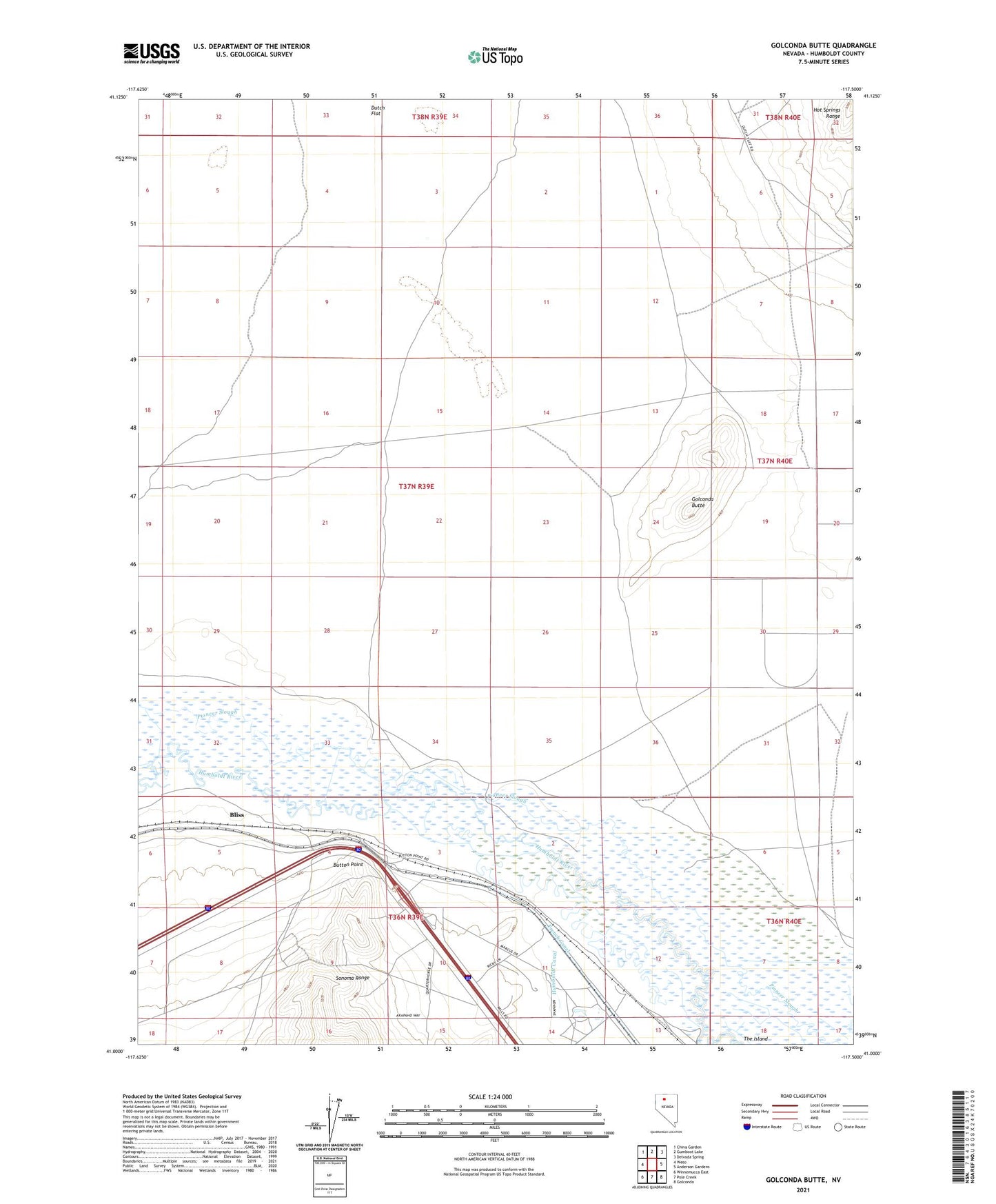 Golconda Butte Nevada US Topo Map Image