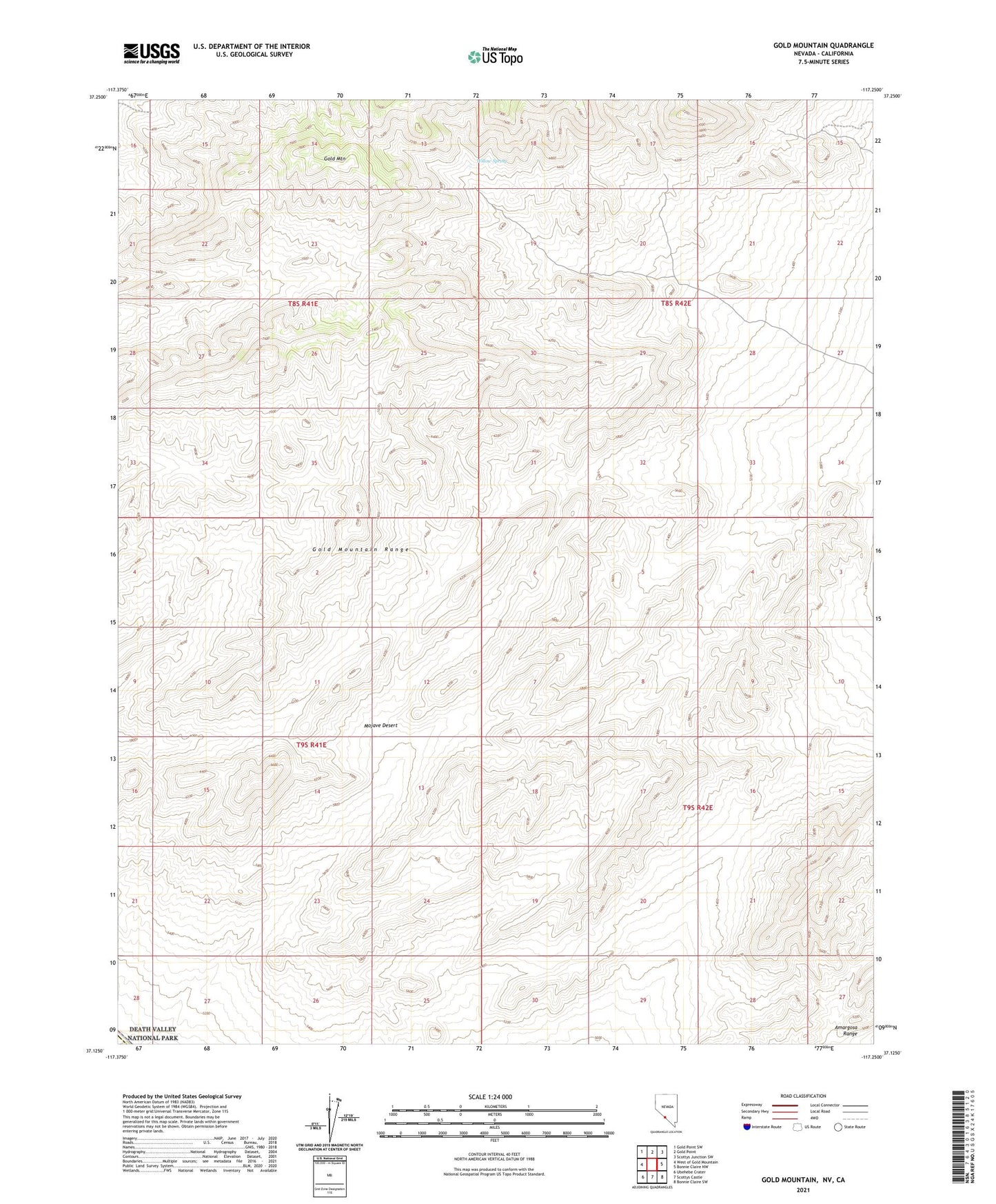 Gold Mountain Nevada US Topo Map Image