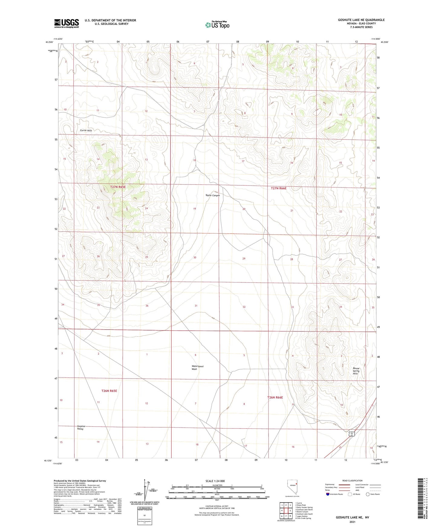 Goshute Lake NE Nevada US Topo Map Image