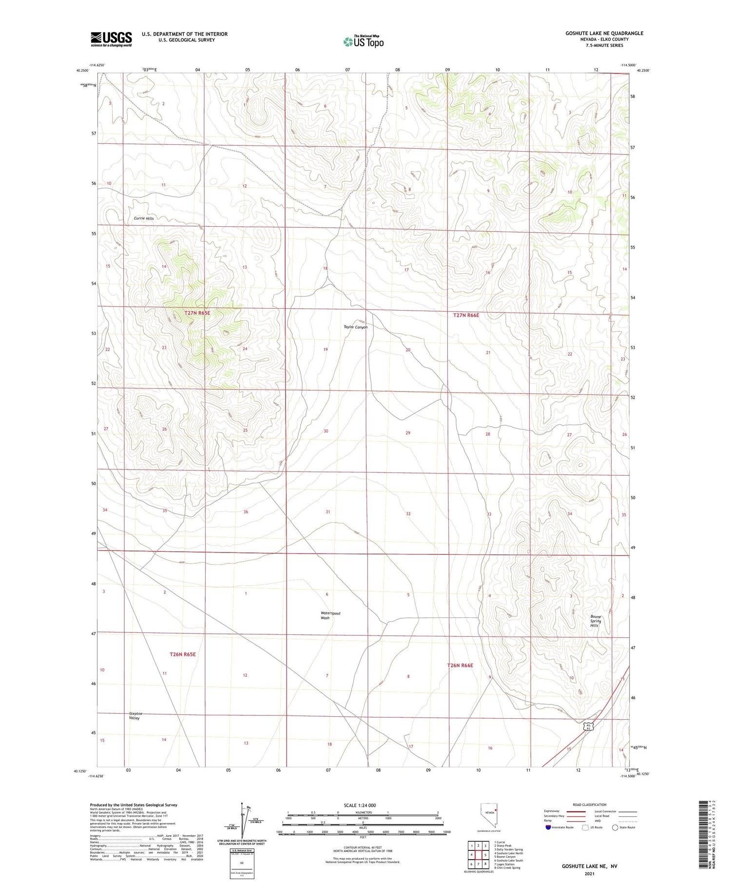 Goshute Lake NE Nevada US Topo Map Image
