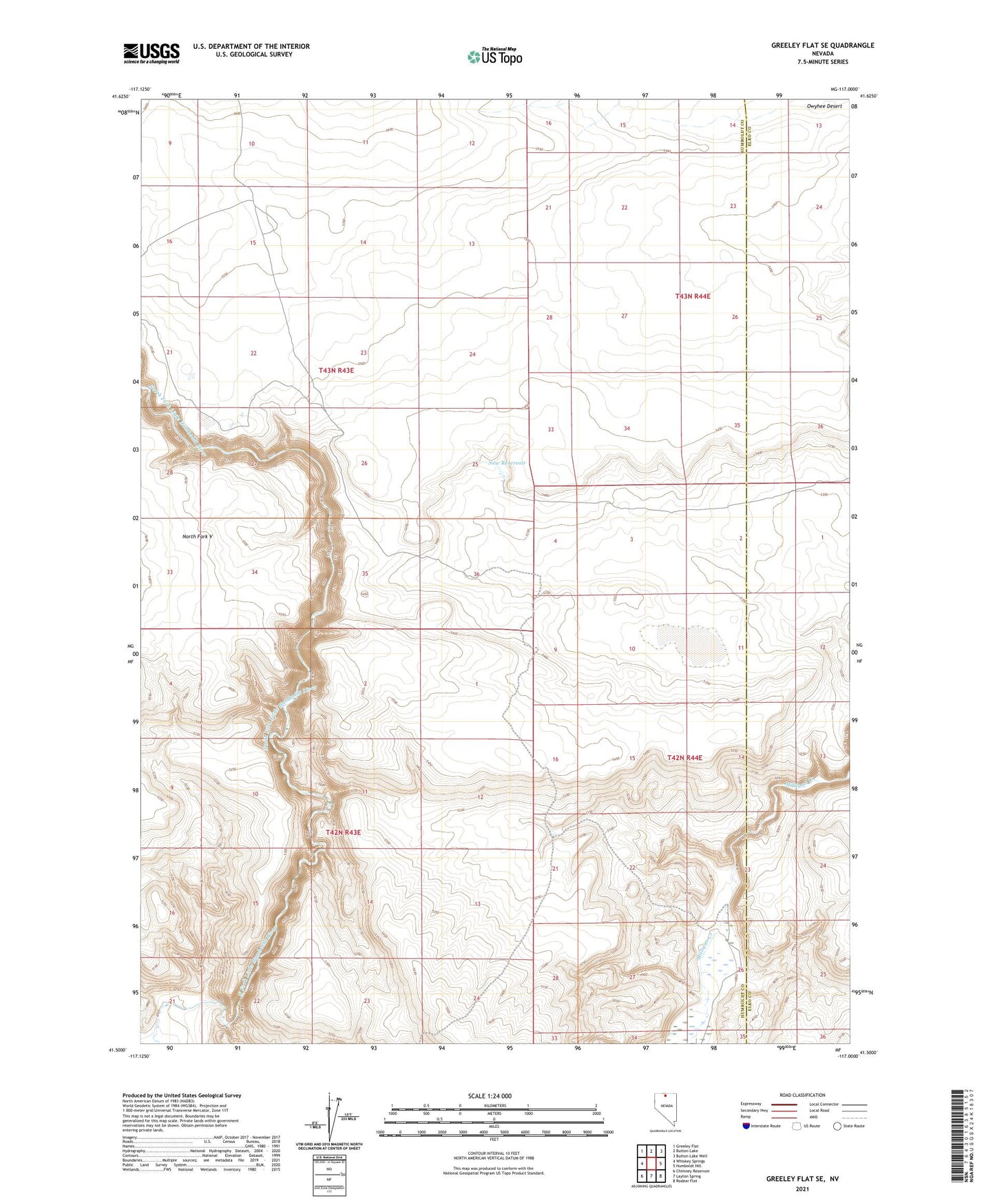 Greeley Flat SE Nevada US Topo Map Image