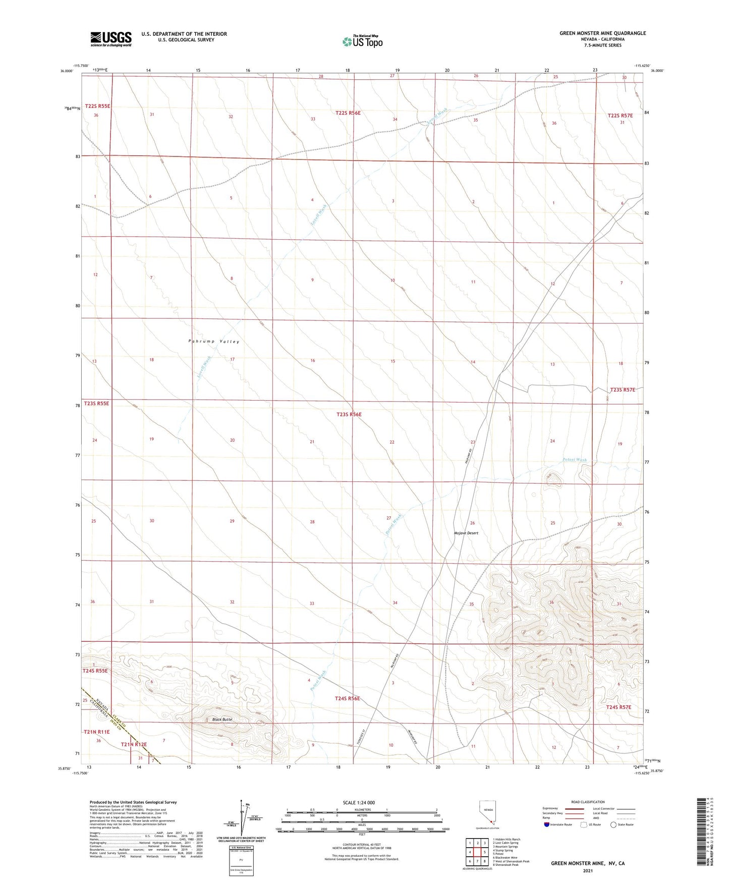 Green Monster Mine Nevada US Topo Map Image