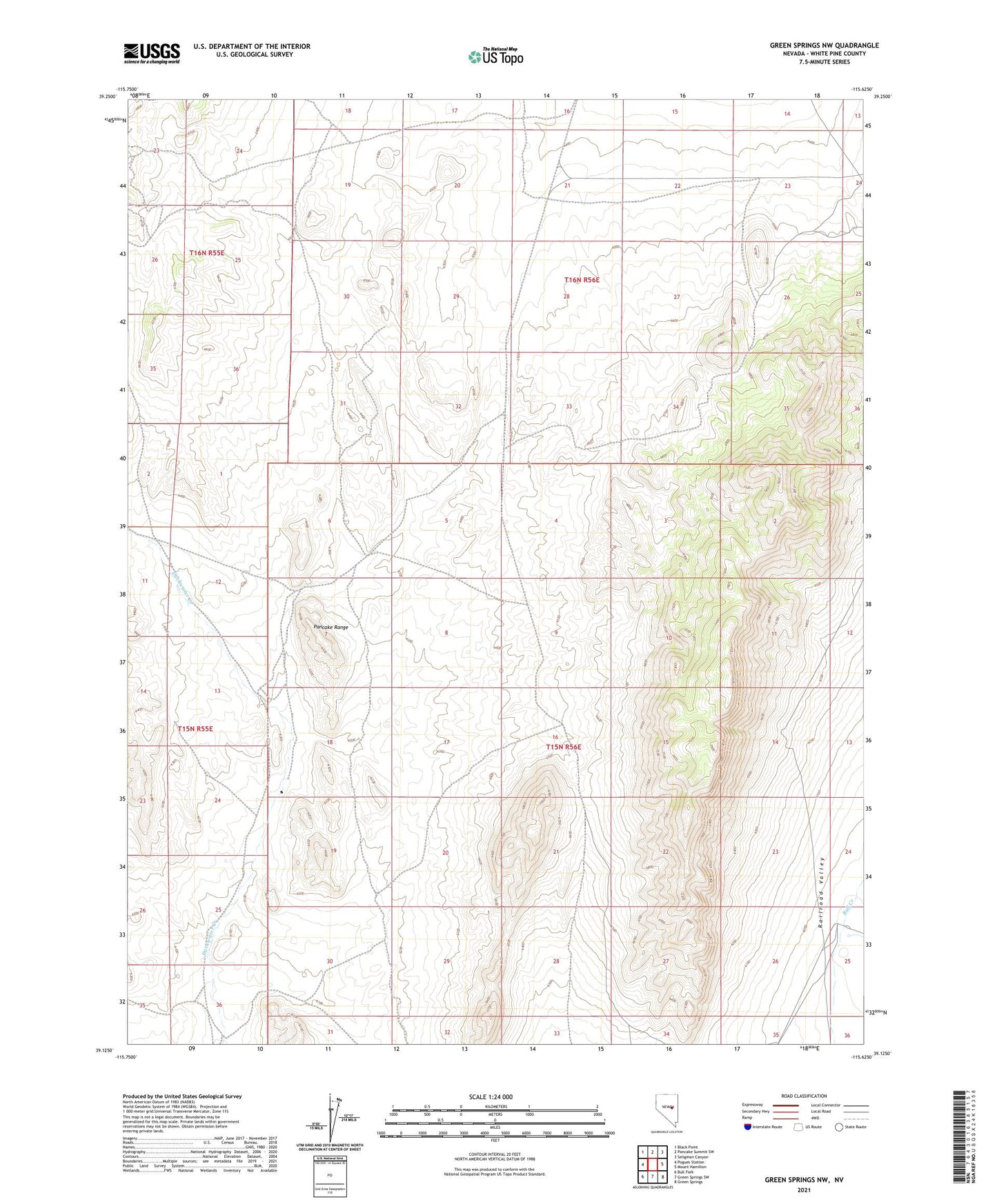 Green Springs NW Nevada US Topo Map Image