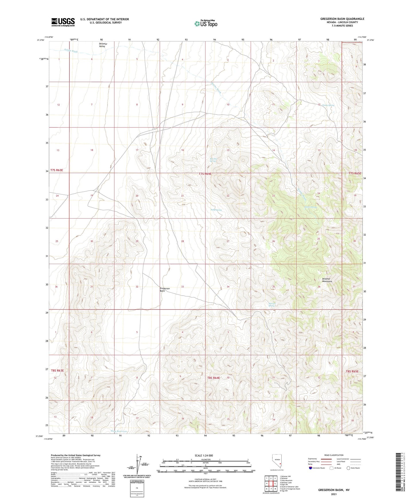Gregerson Basin Nevada US Topo Map Image
