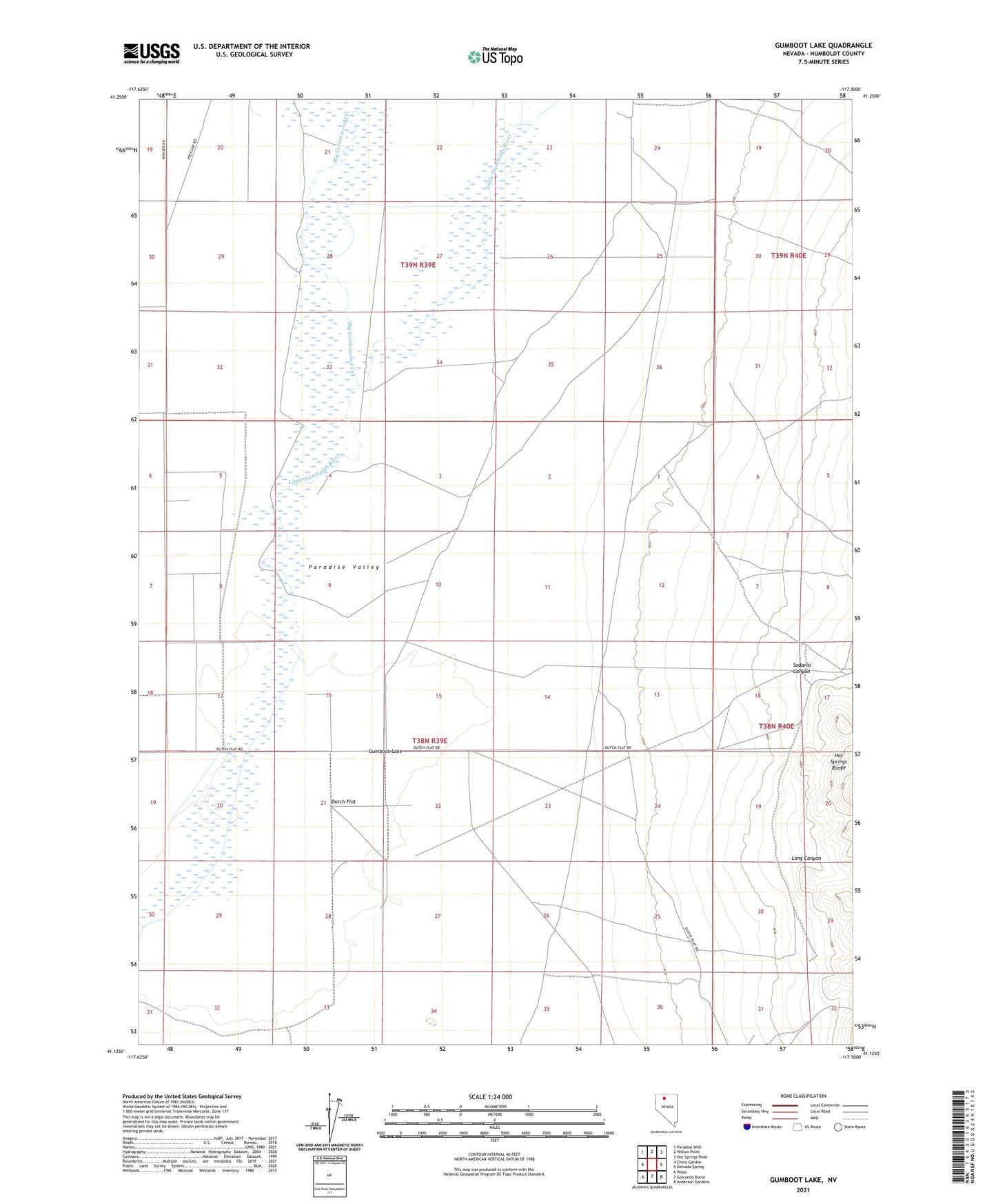 Gumboot Lake Nevada US Topo Map Image