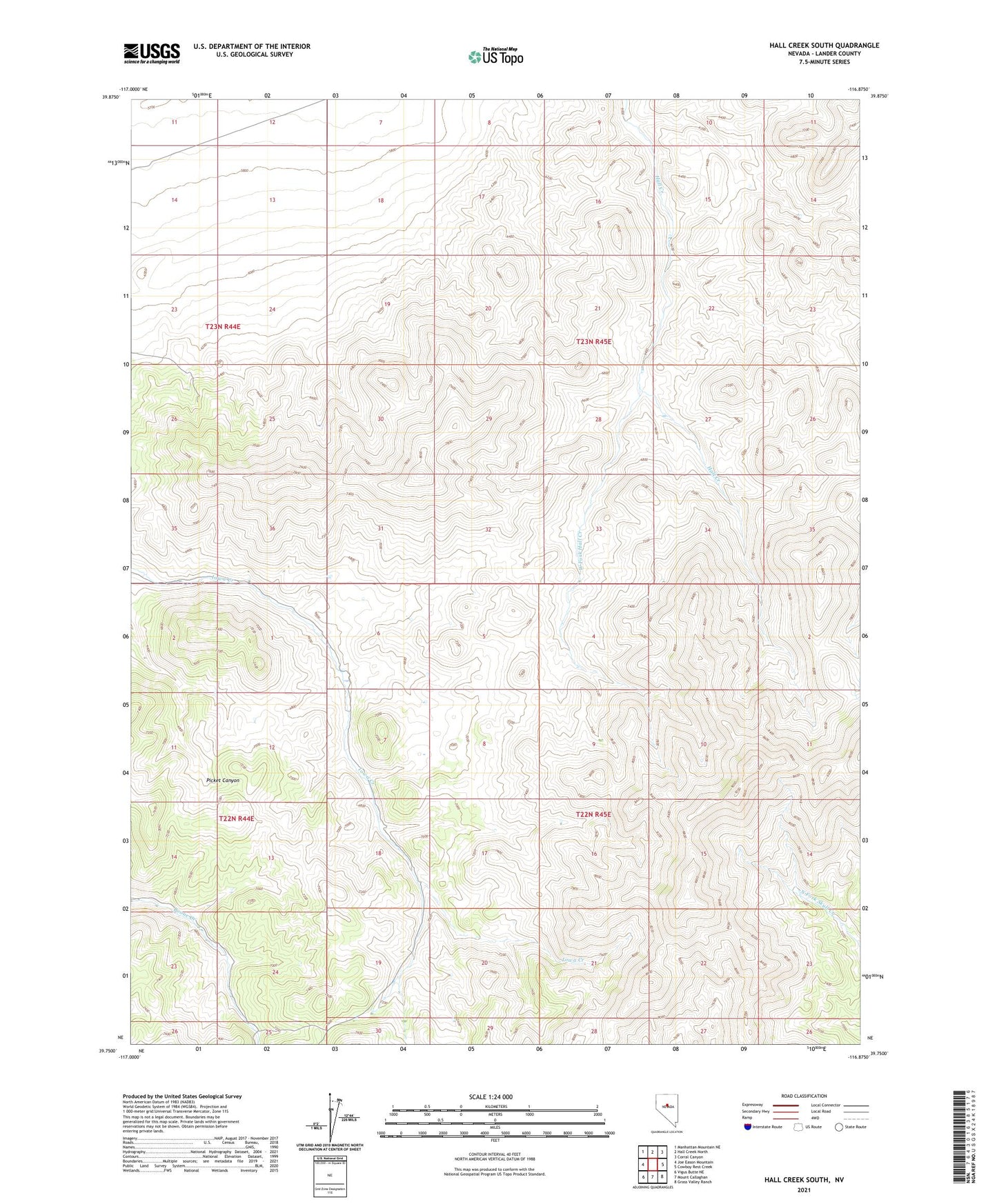 Hall Creek South Nevada US Topo Map Image