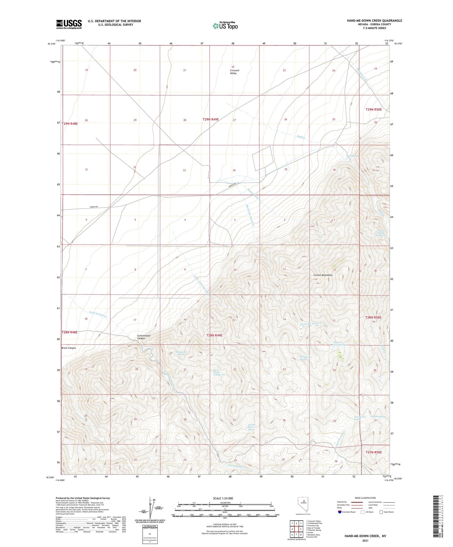 Hand-me-down Creek Nevada US Topo Map Image