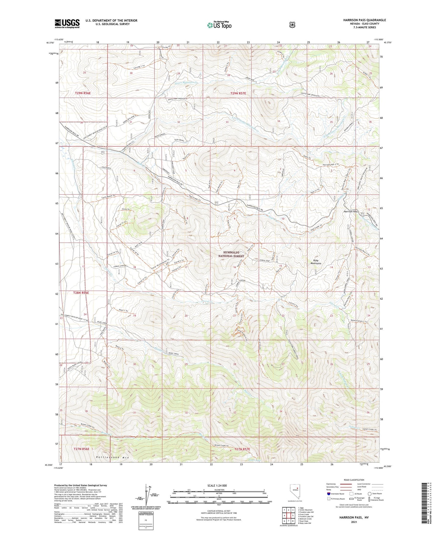 Harrison Pass Nevada US Topo Map Image