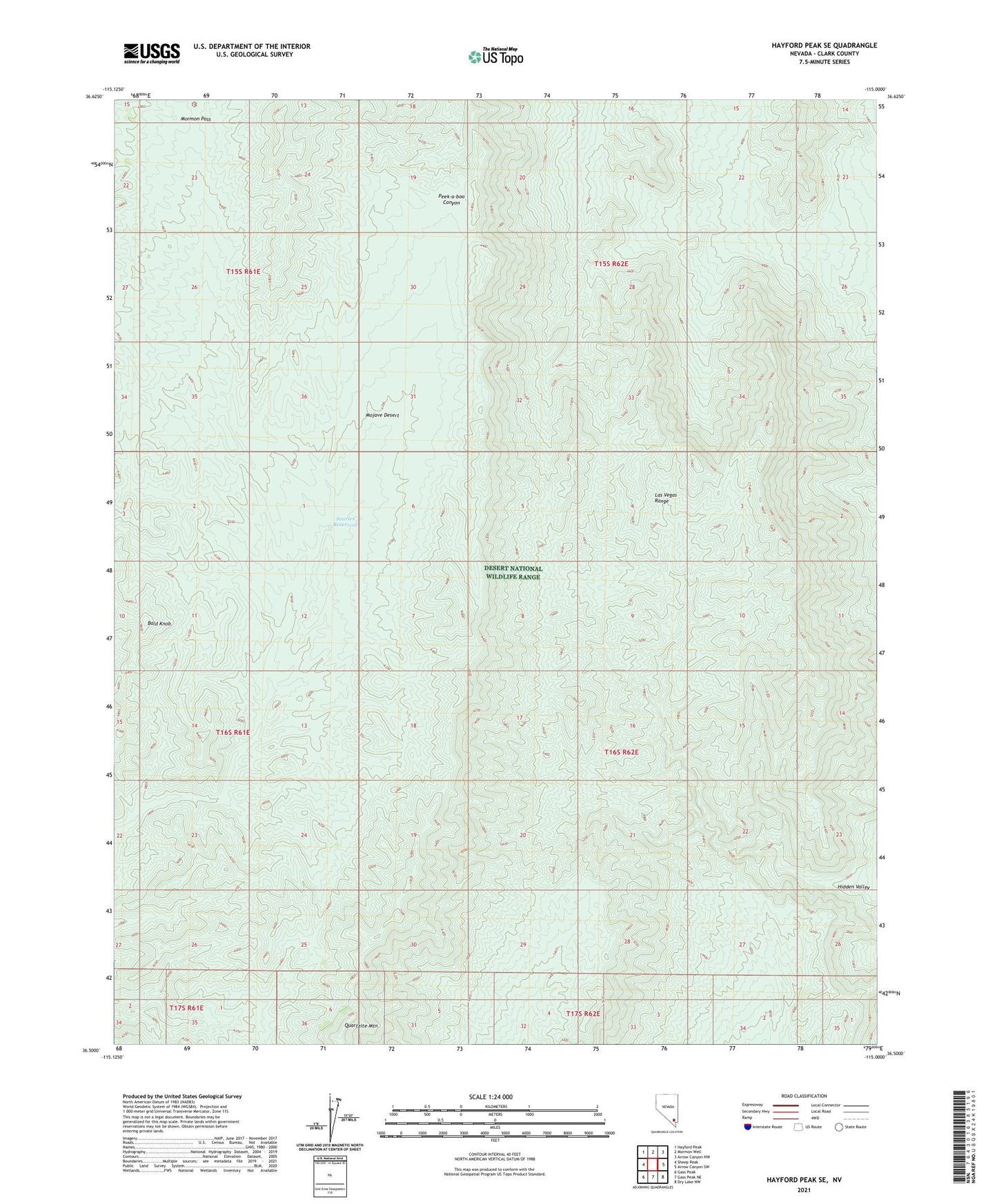 Hayford Peak SE Nevada US Topo Map Image
