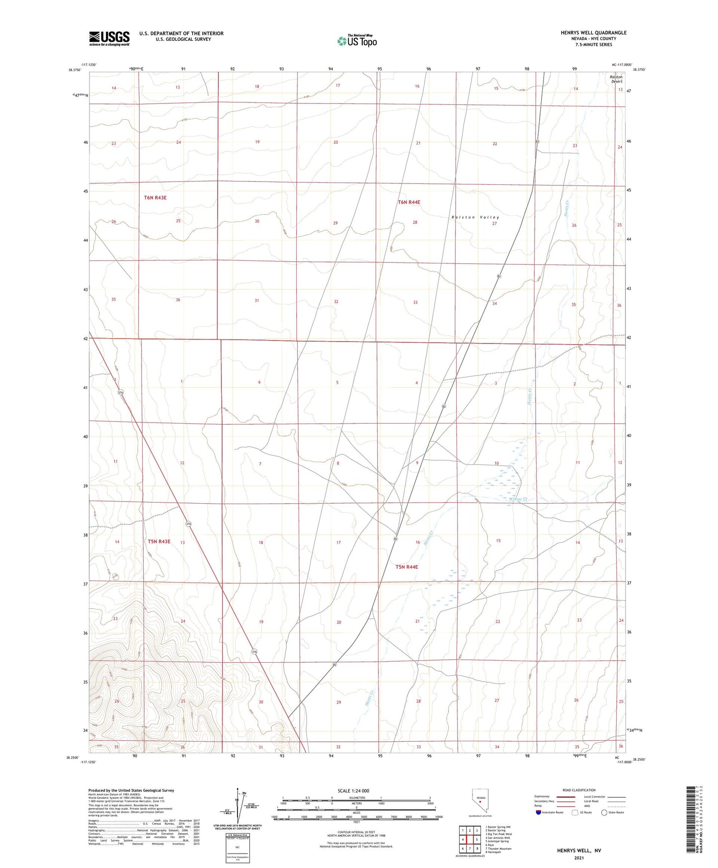Henrys Well Nevada US Topo Map Image
