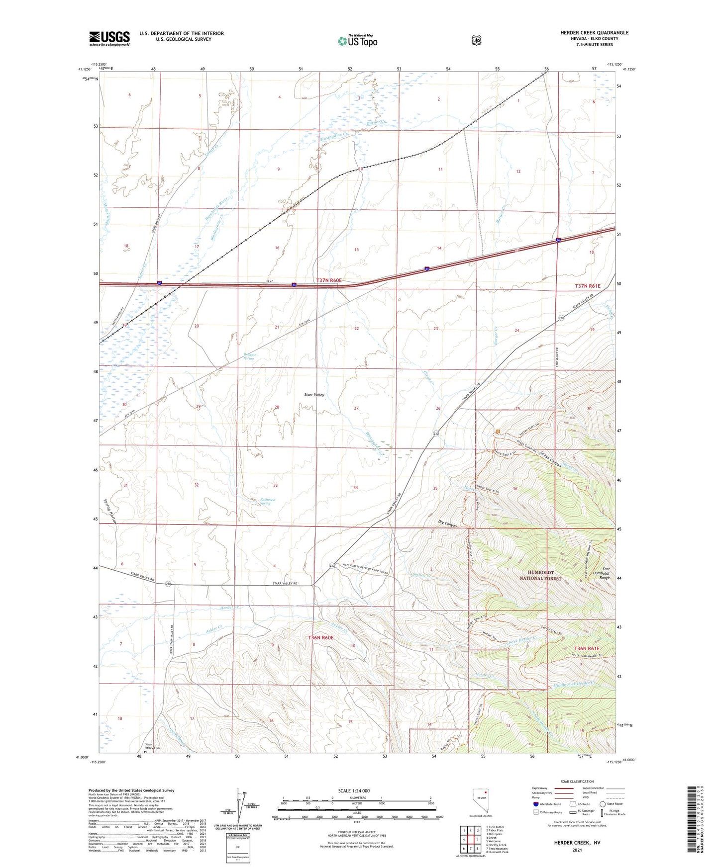 Herder Creek Nevada US Topo Map Image