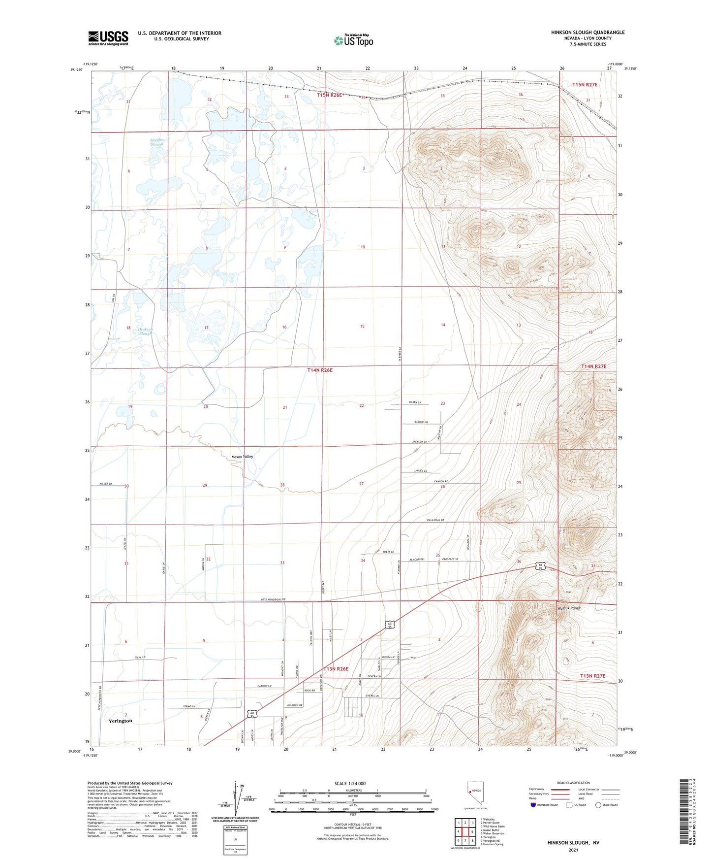Hinkson Slough Nevada US Topo Map Image