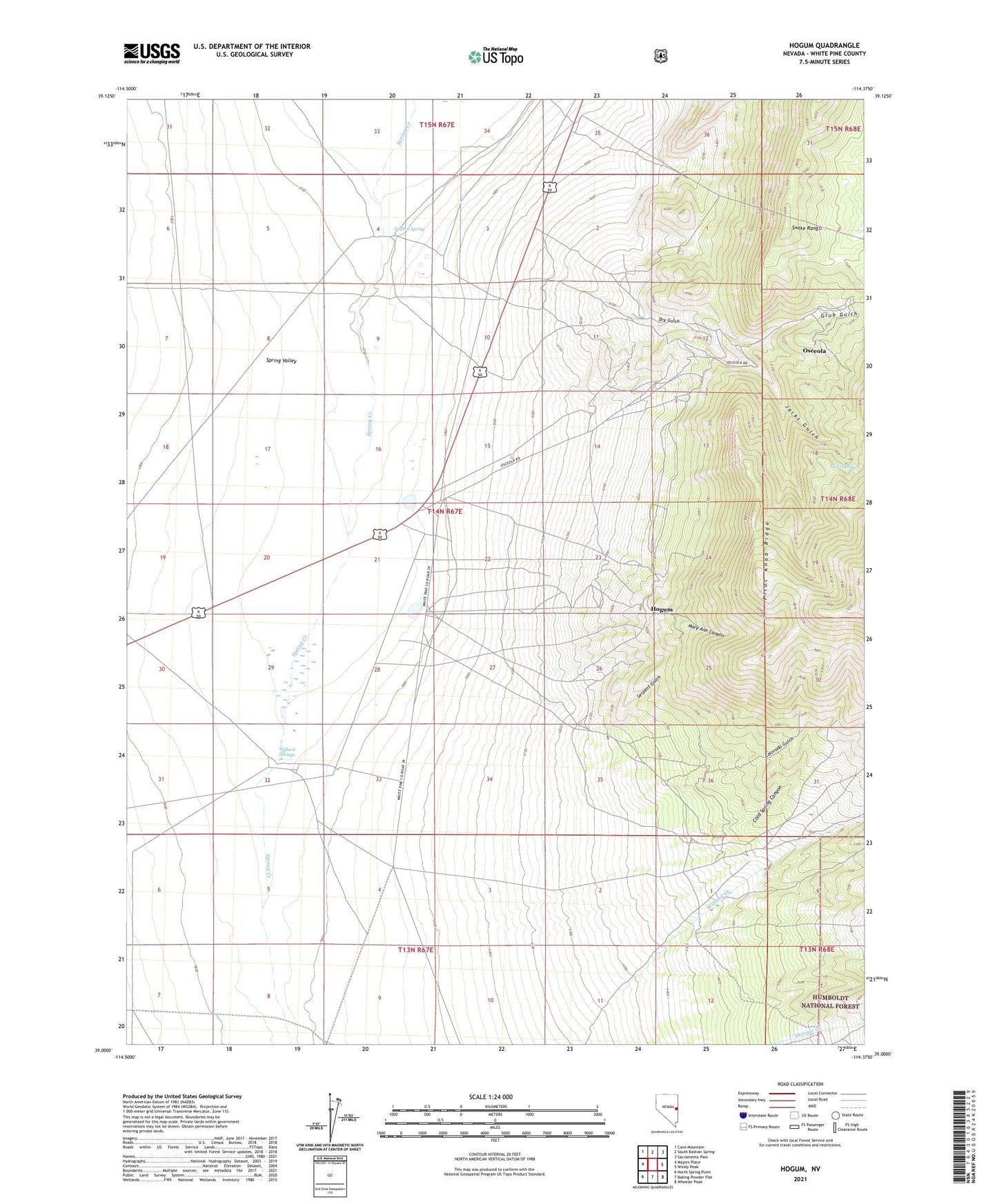 Hogum Nevada US Topo Map Image