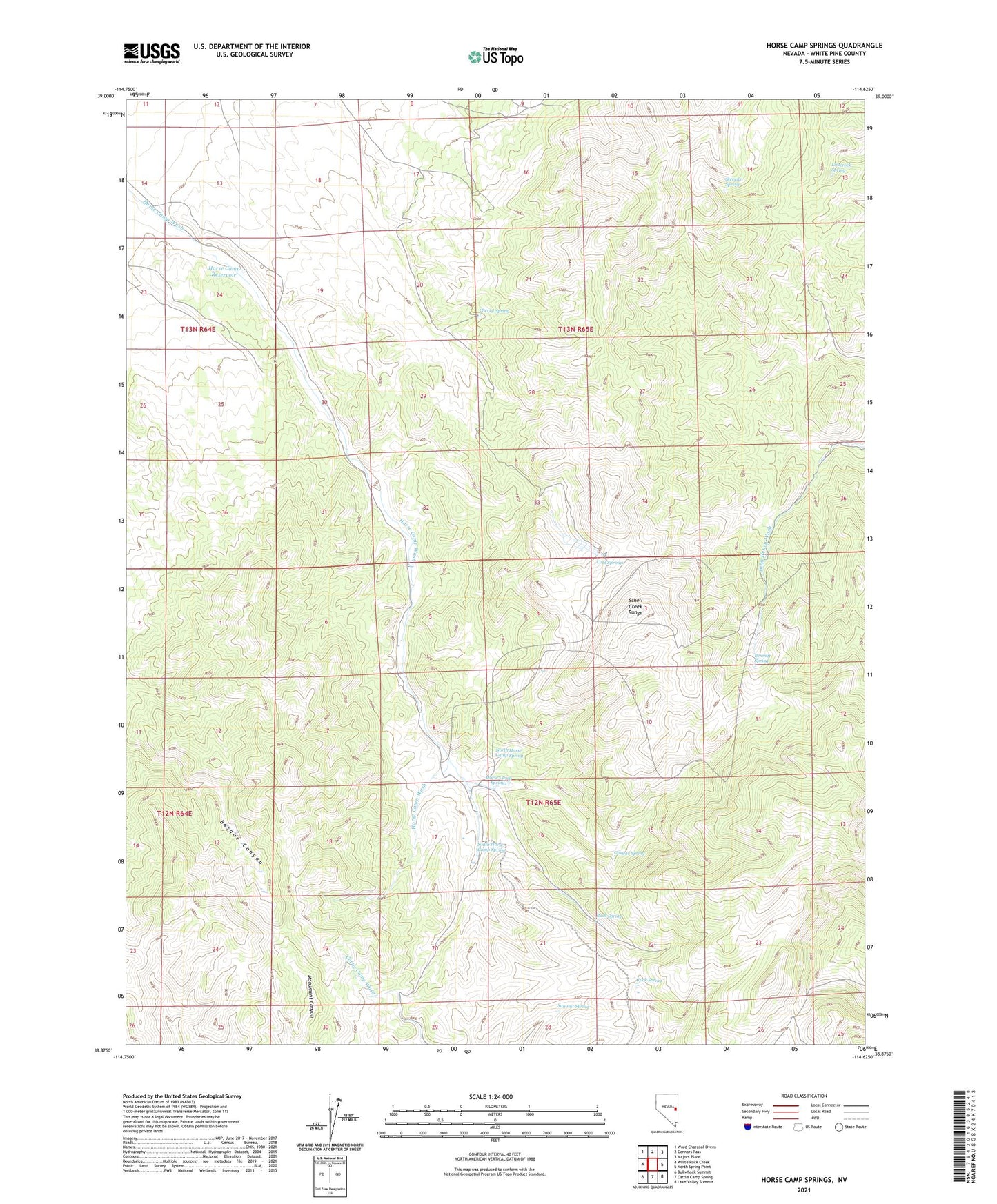 Horse Camp Springs Nevada US Topo Map Image