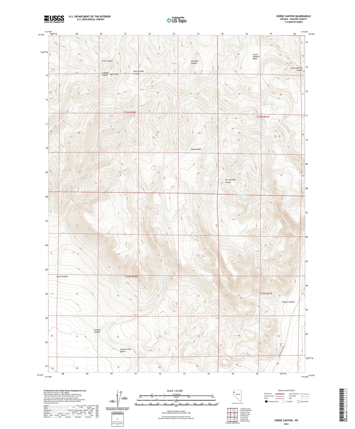 Horse Canyon Nevada US Topo Map Image