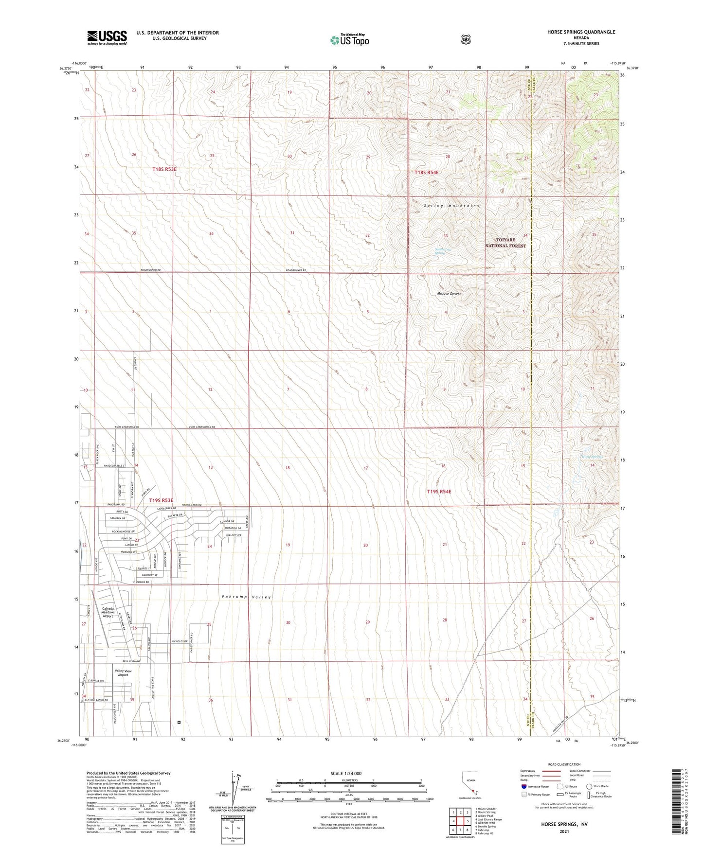 Horse Springs Nevada US Topo Map Image