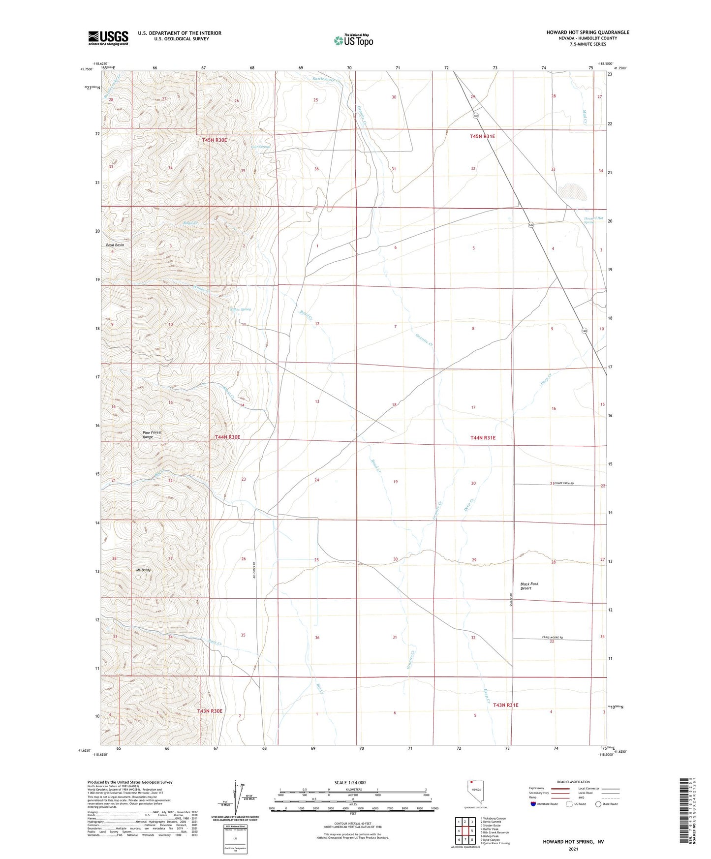 Howard Hot Spring Nevada US Topo Map Image