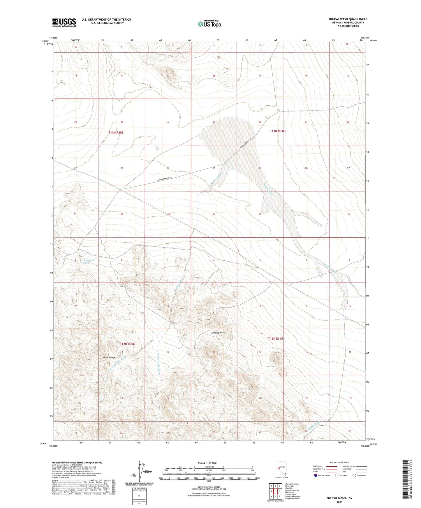 Hu-Pwi Wash Nevada US Topo Map Image