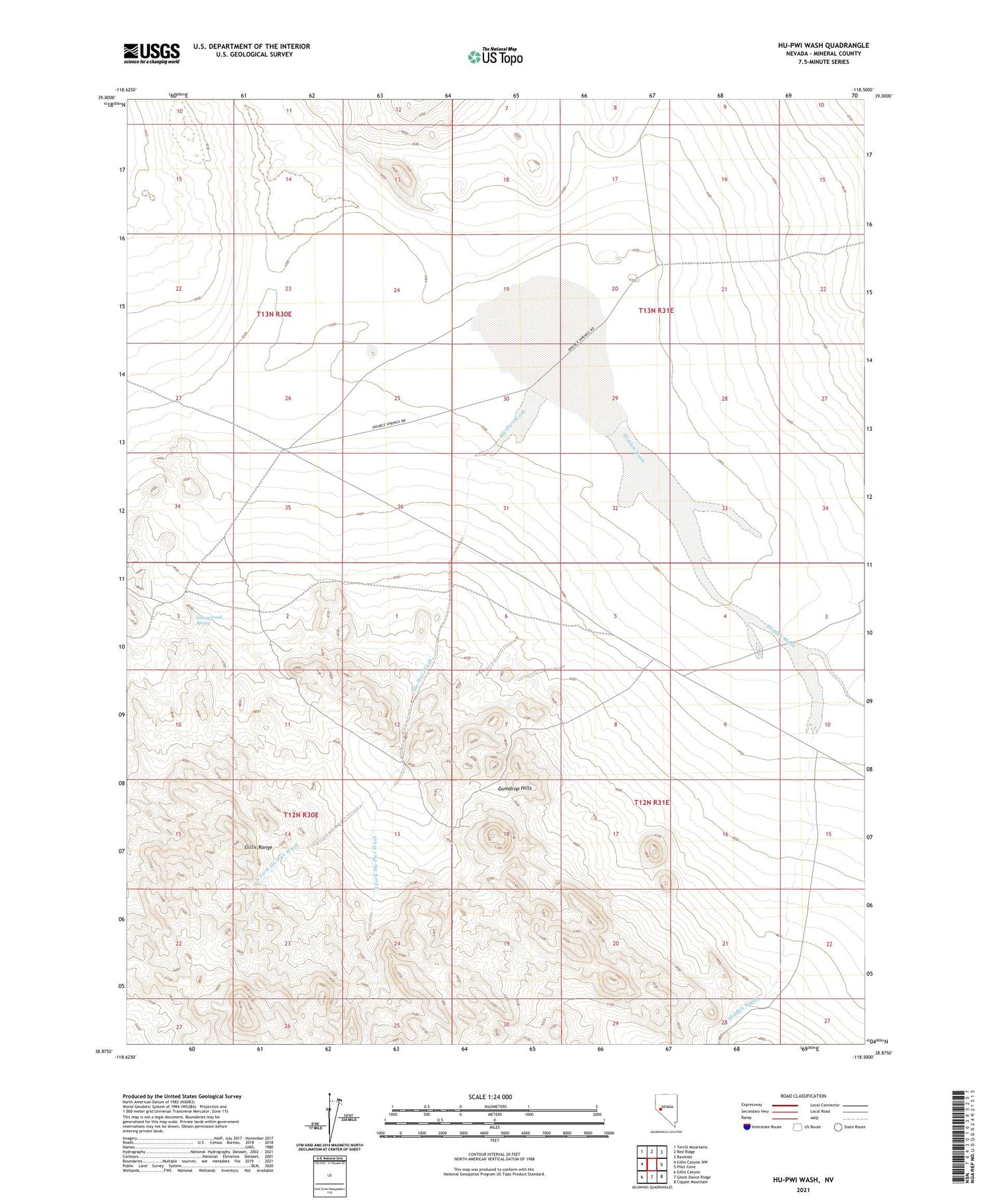 Hu-Pwi Wash Nevada US Topo Map Image