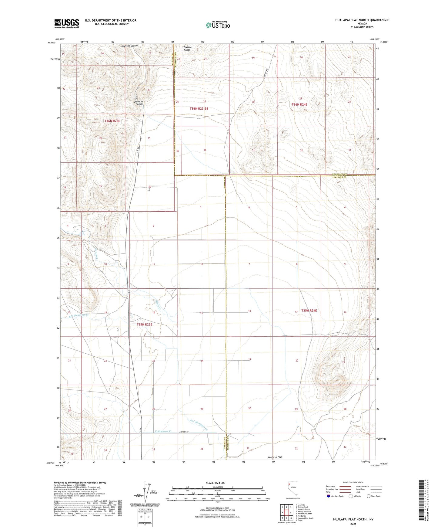 Hualapai Flat North Nevada US Topo Map Image