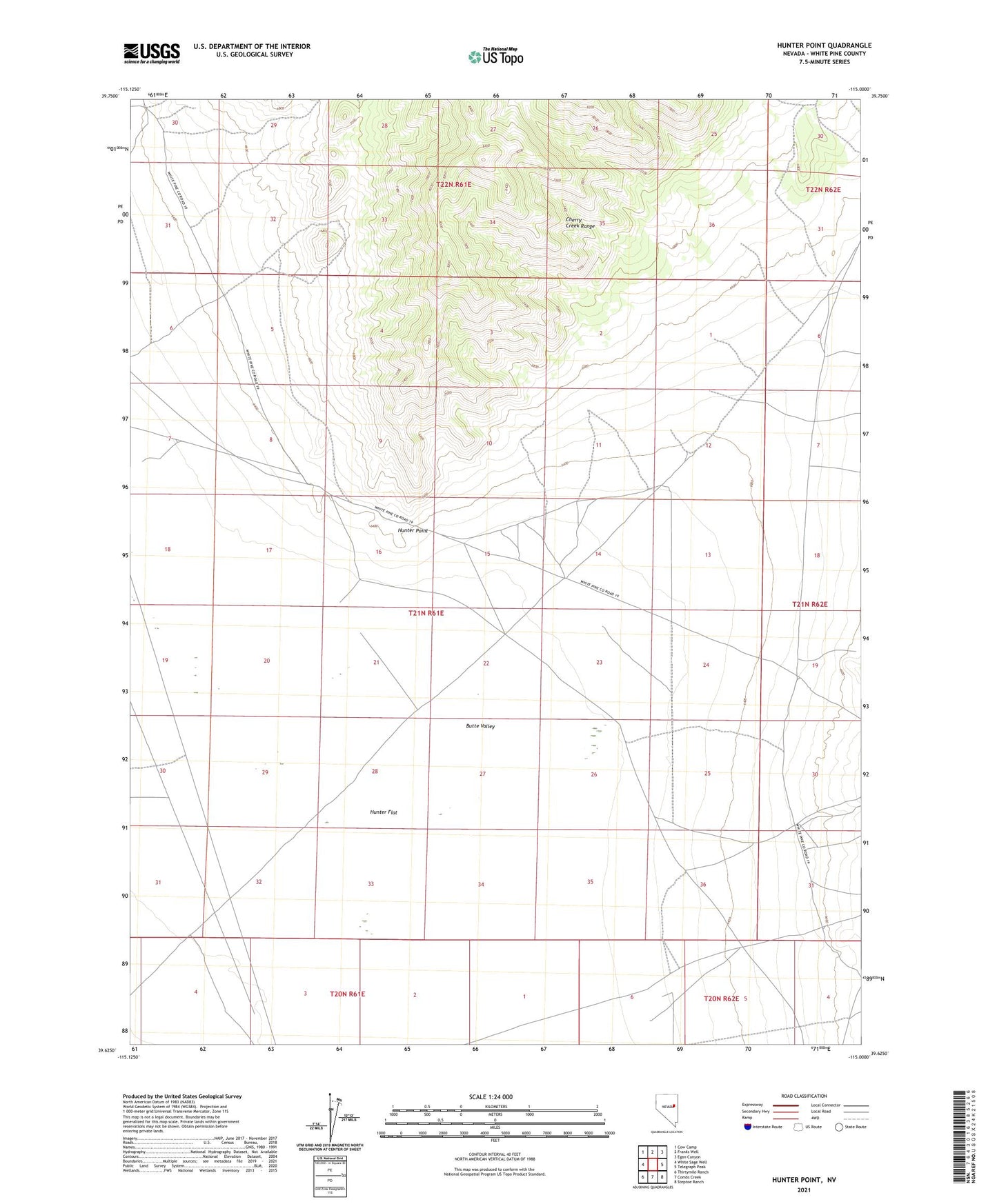 Hunter Point Nevada US Topo Map Image