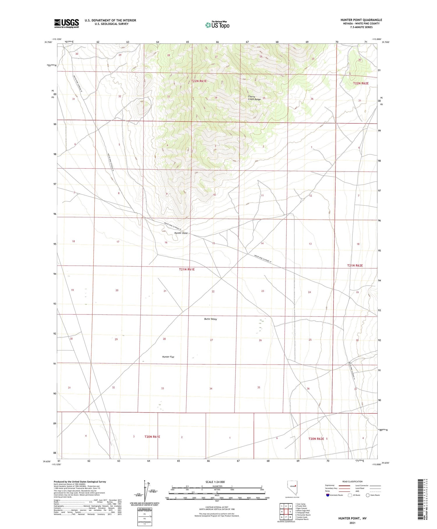 Hunter Point Nevada US Topo Map Image