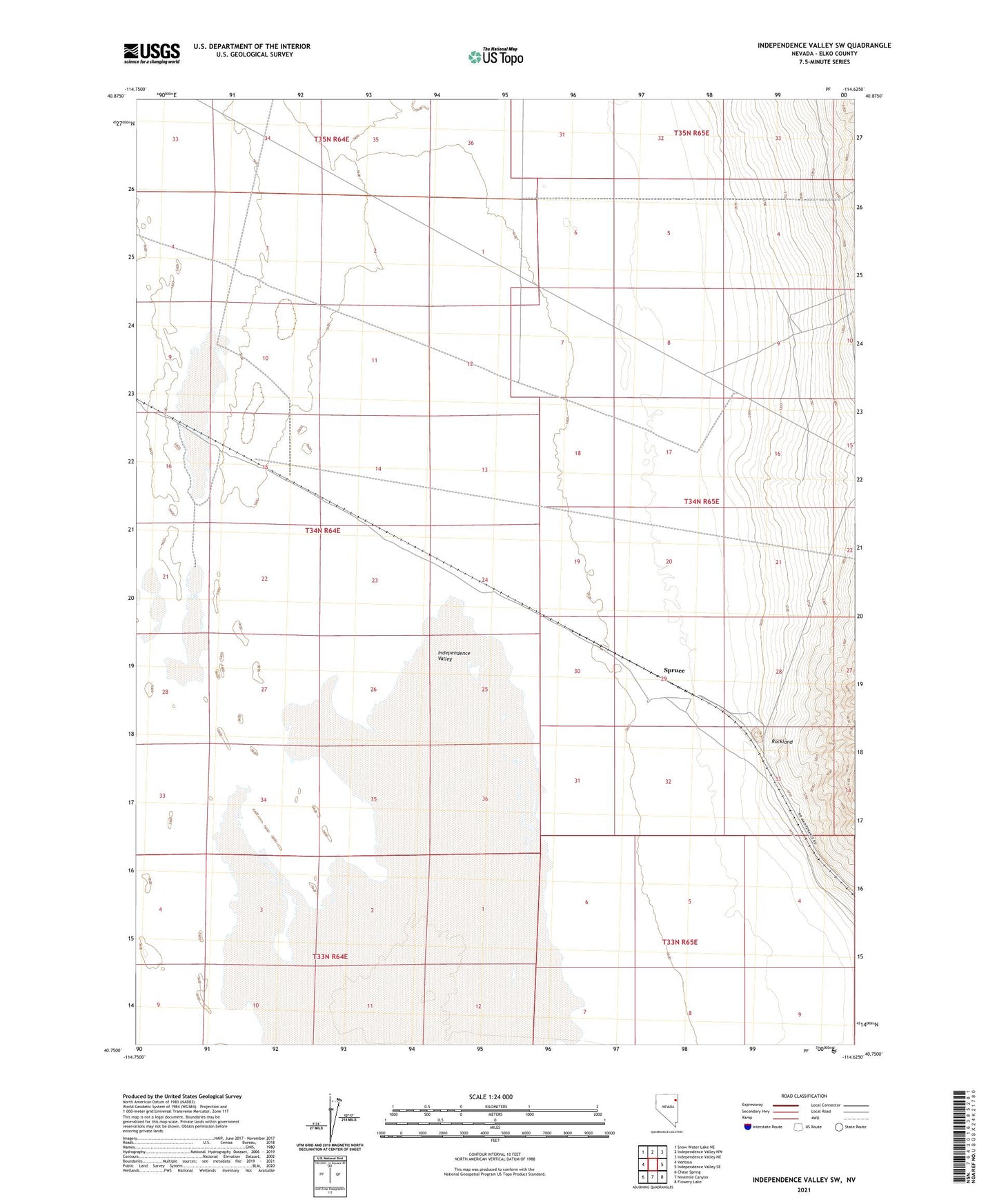 Independence Valley SW Nevada US Topo Map Image