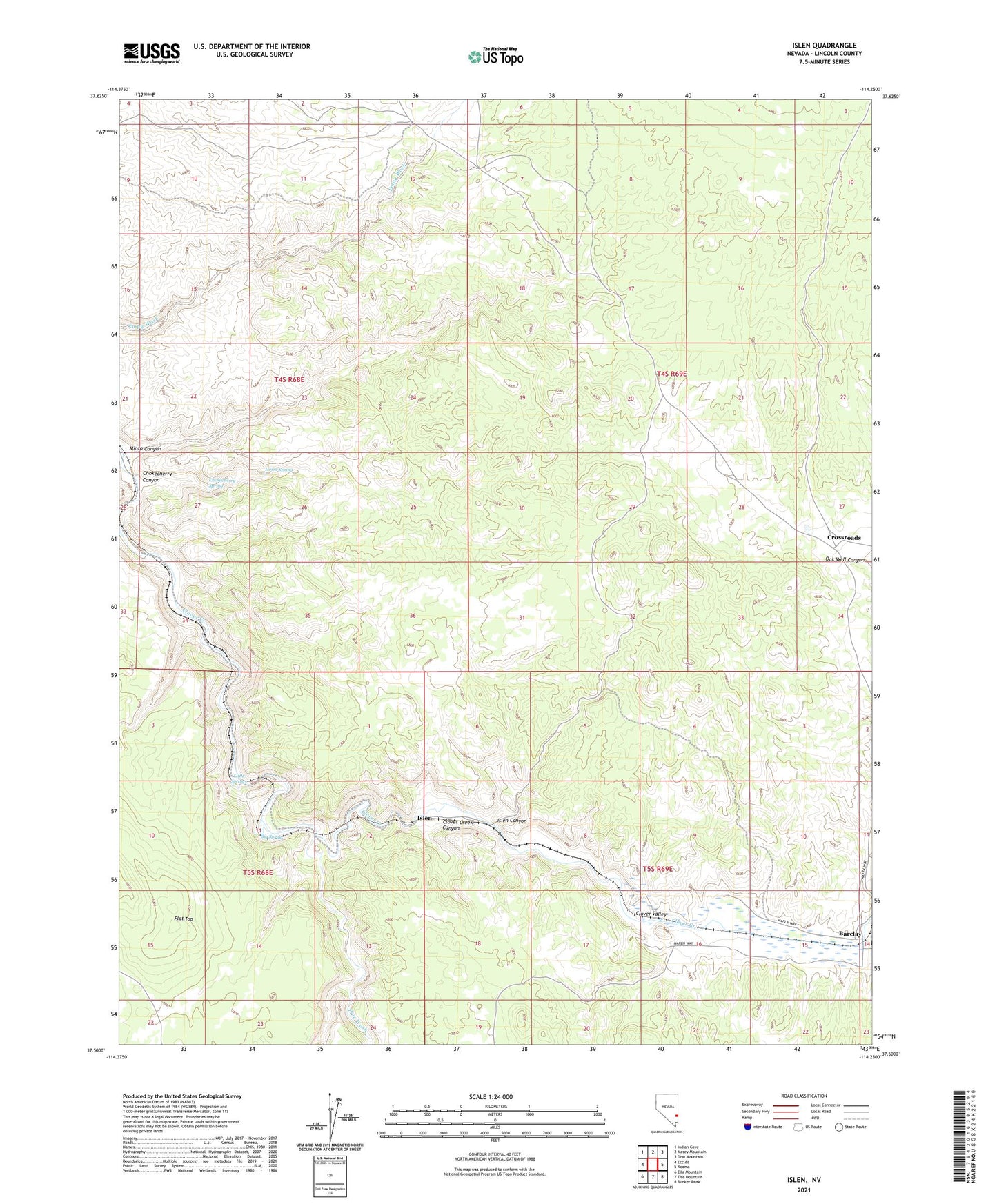 Islen Nevada US Topo Map Image