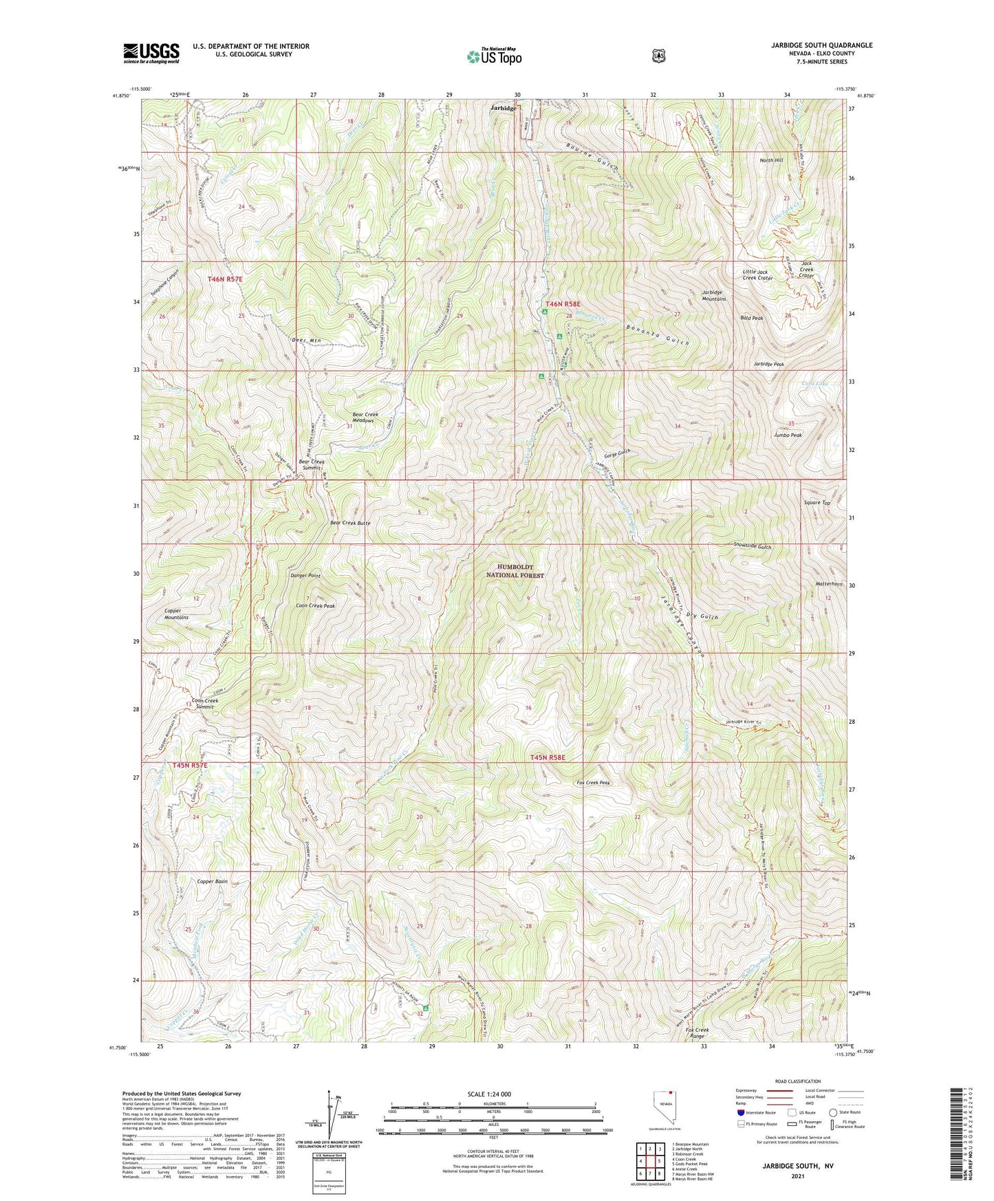 Jarbidge South Nevada US Topo Map Image