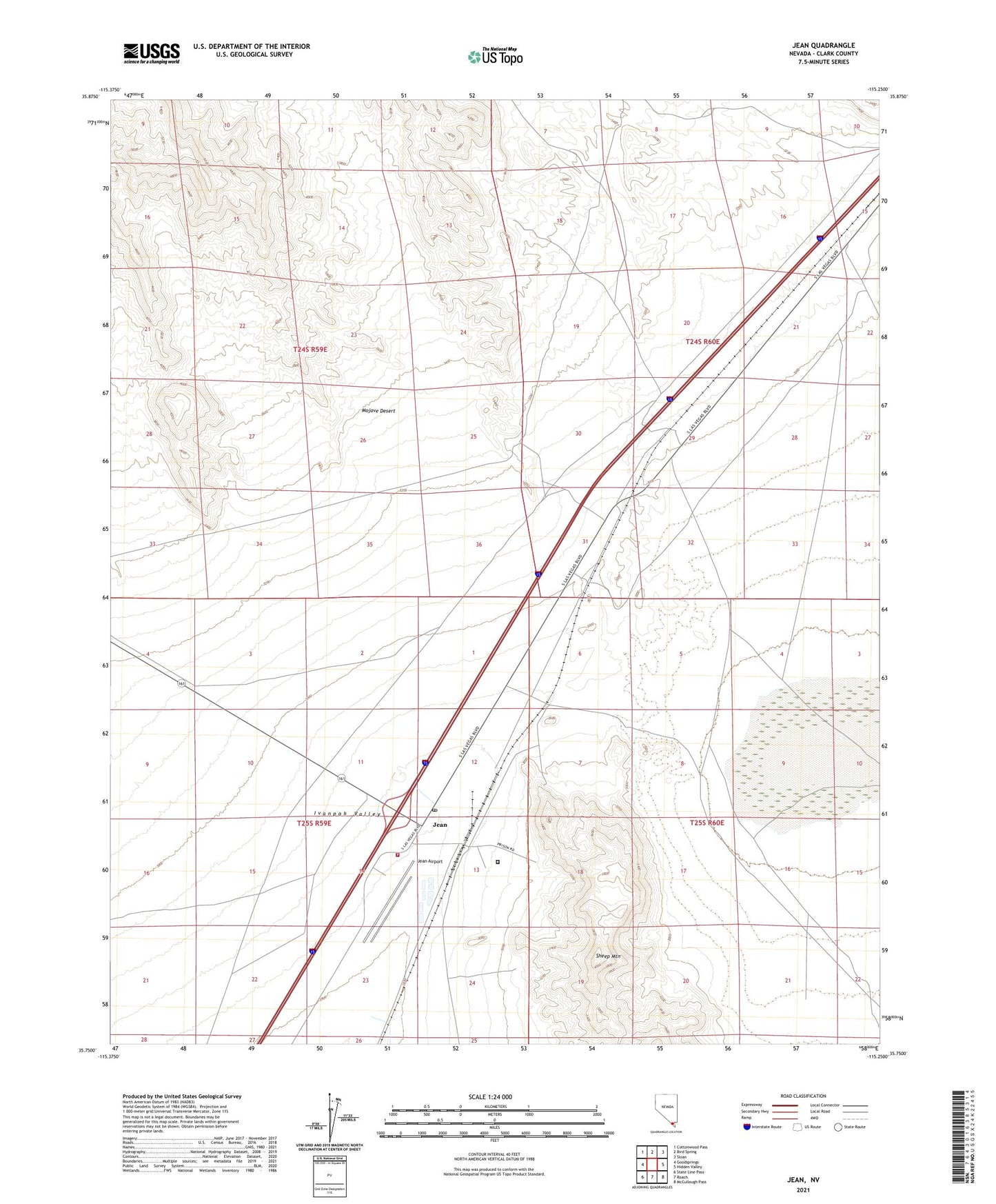 Jean Nevada US Topo Map Image