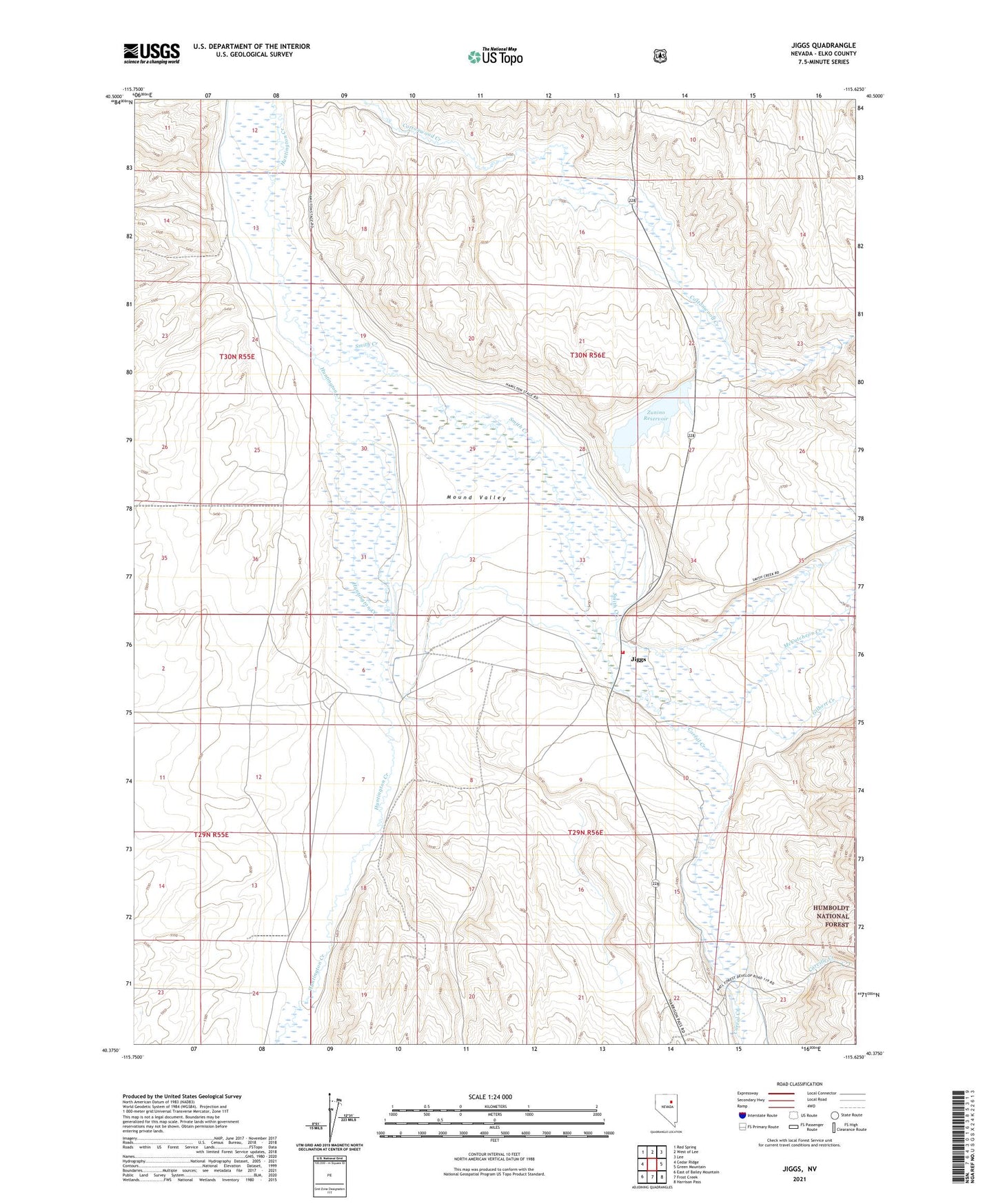 Jiggs Nevada US Topo Map Image