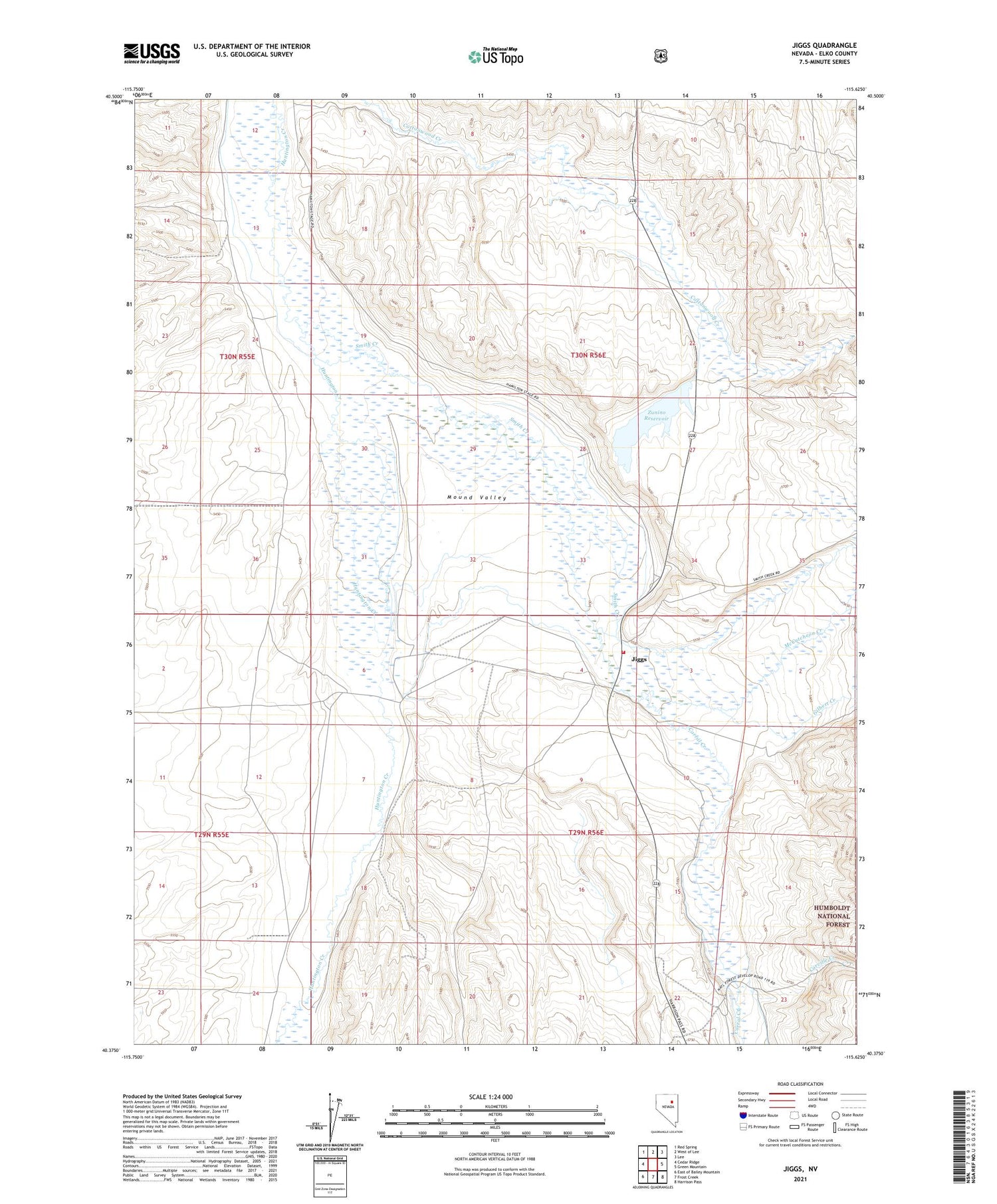 Jiggs Nevada US Topo Map Image