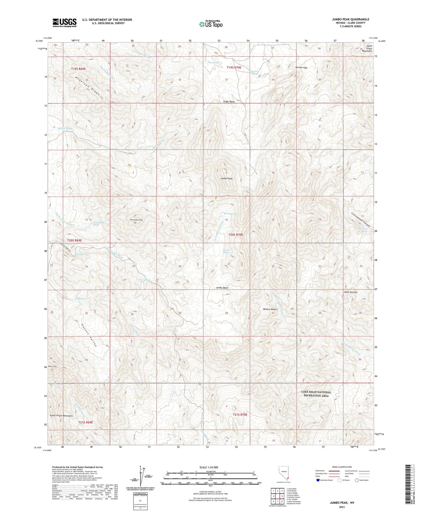 Jumbo Peak Nevada US Topo Map Image