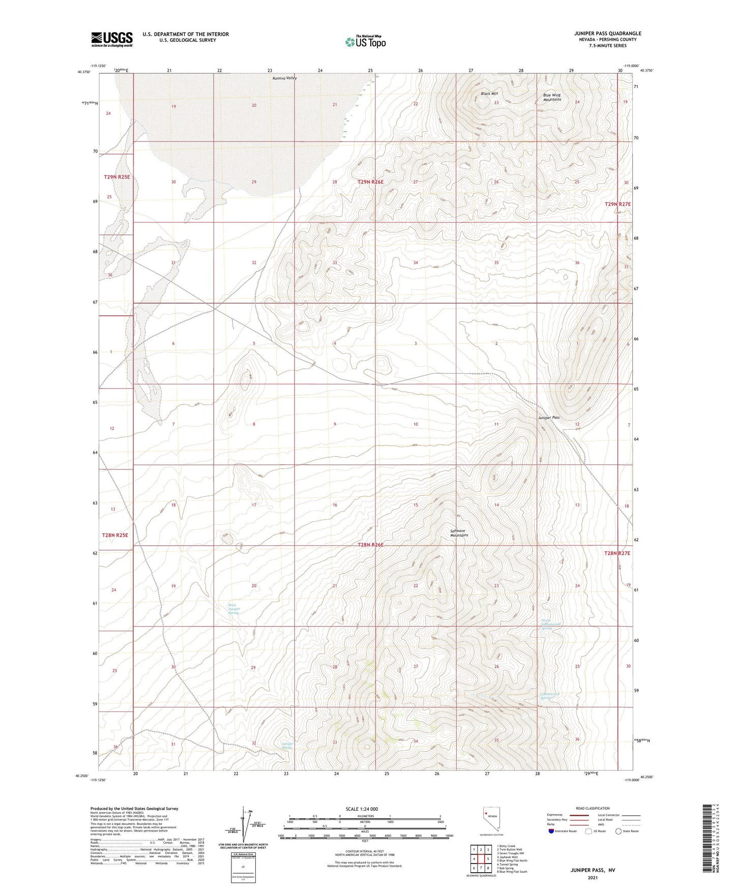 Juniper Pass Nevada US Topo Map Image