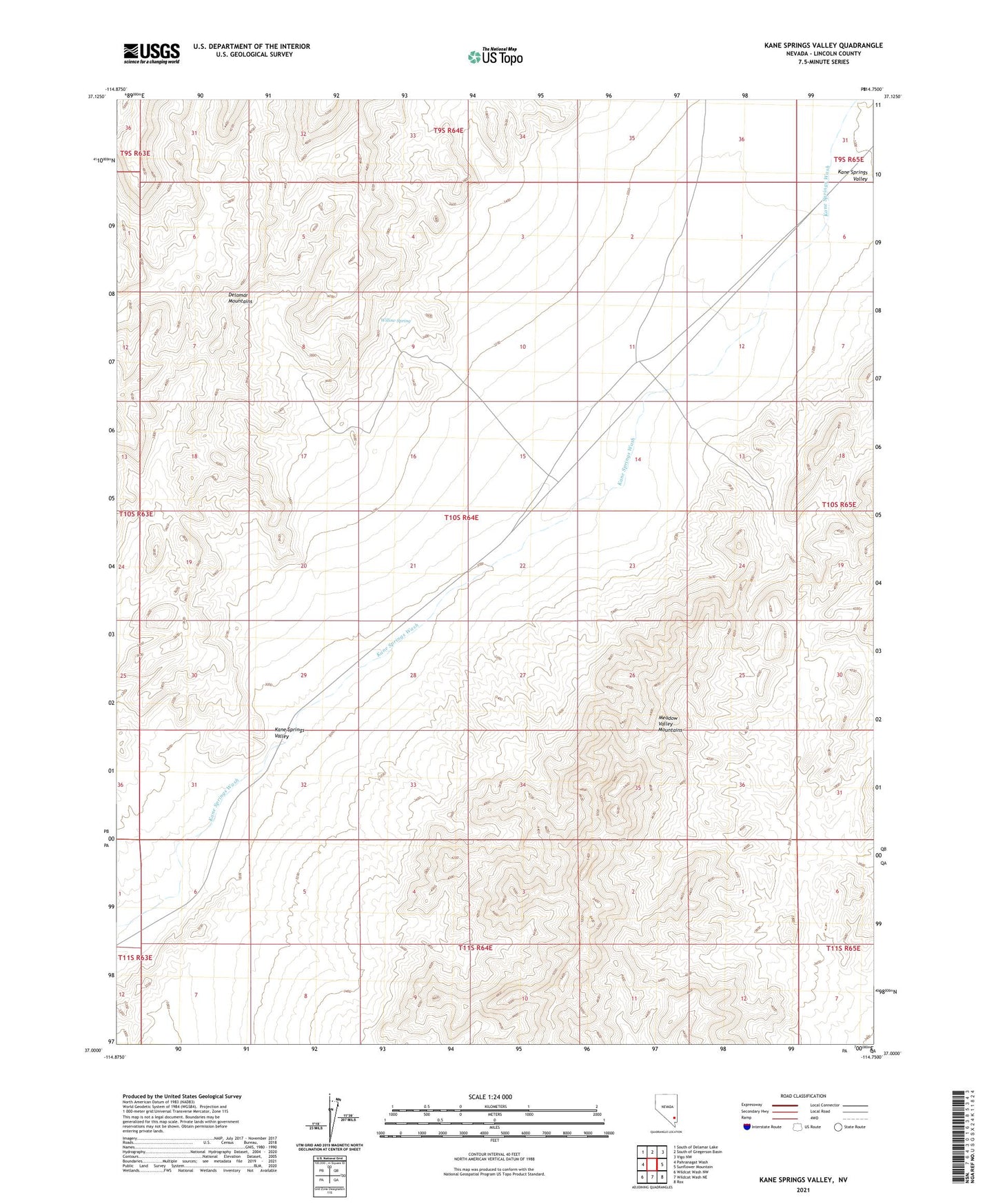Kane Springs Valley Nevada US Topo Map Image